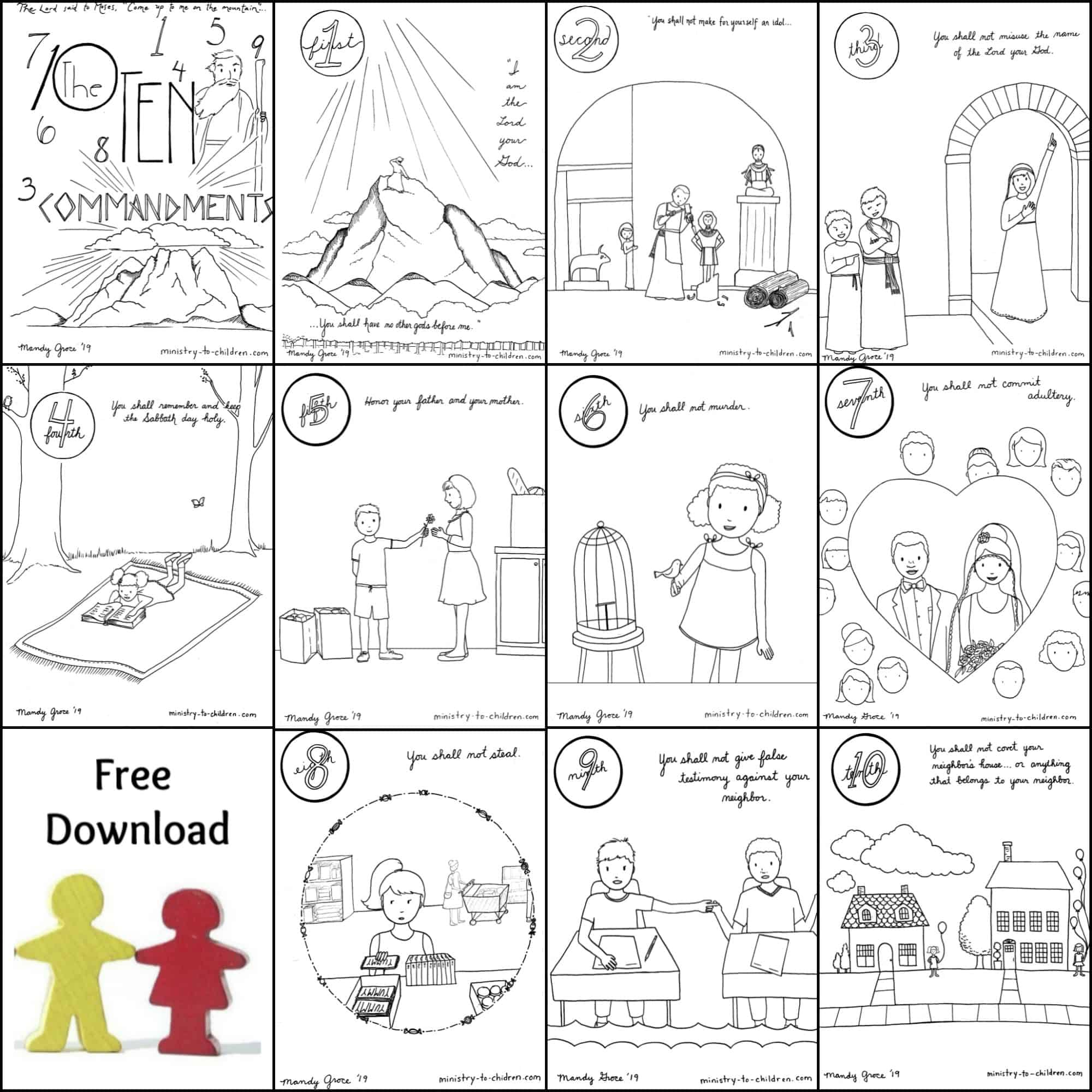 10 Commandments Coloring Book [Free Printable Pdf] Pages For Kids in Ten Commandments Free Printable Worksheets