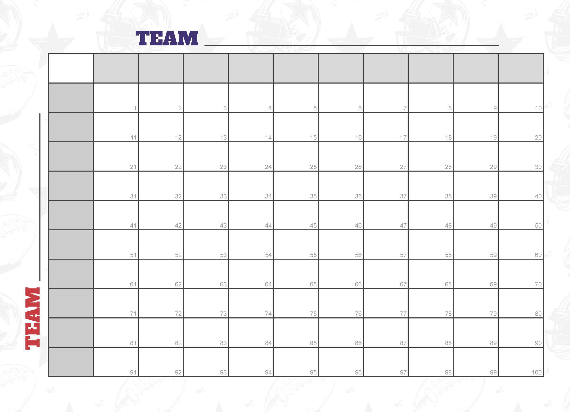 100 Square Grid For The Big Game Free Google Docs Template - Gdoc.io for Free 100 Square Grid Printable