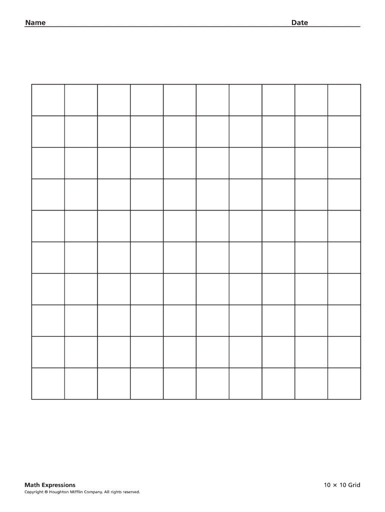10X10 Grid - Fill Online, Printable, Fillable, Blank | Pdffiller in 10 X 10 Grid Printable
