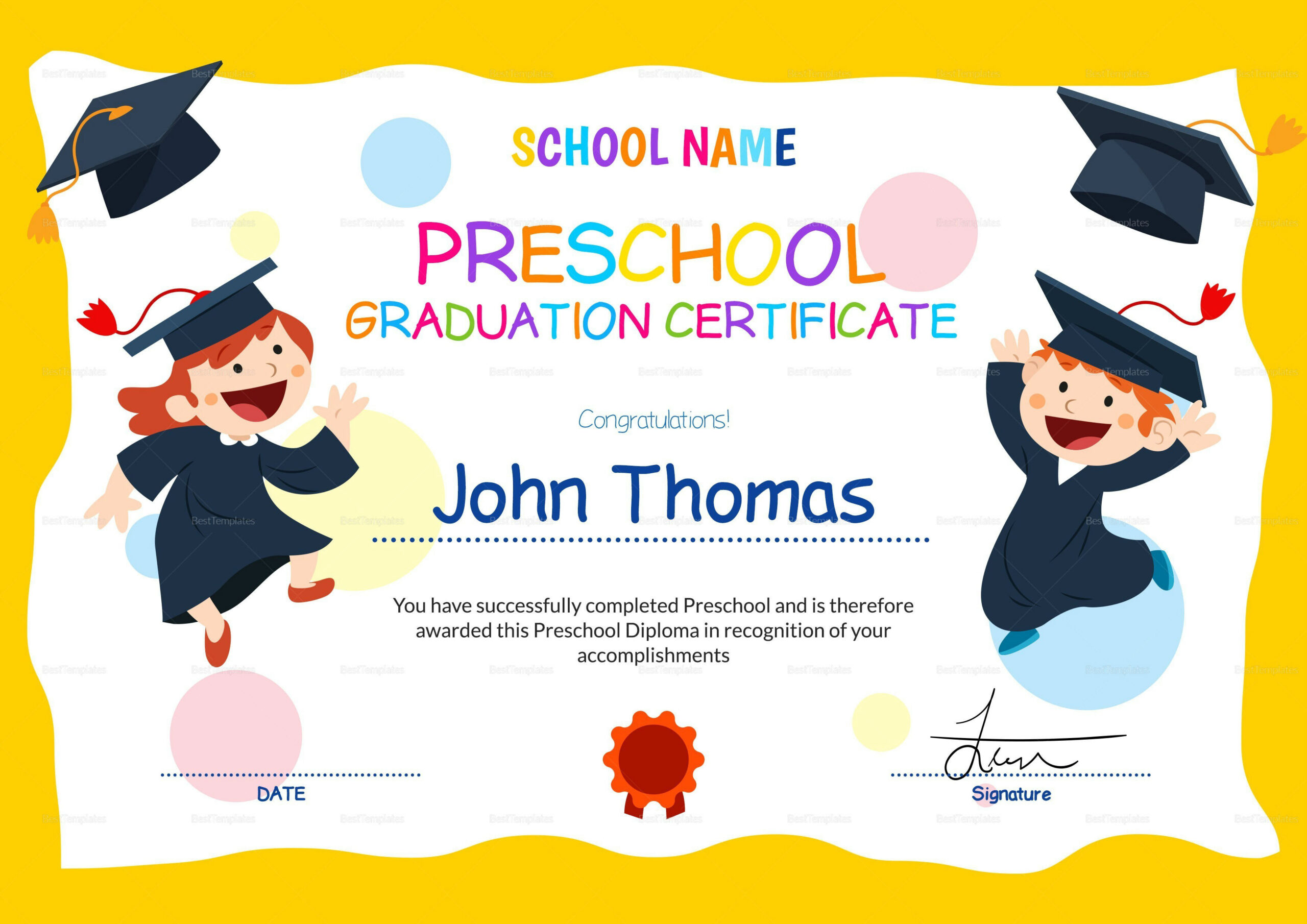 18+ Preschool Certificate Templates - Pdf with Free Printable Pre K Graduation Certificates