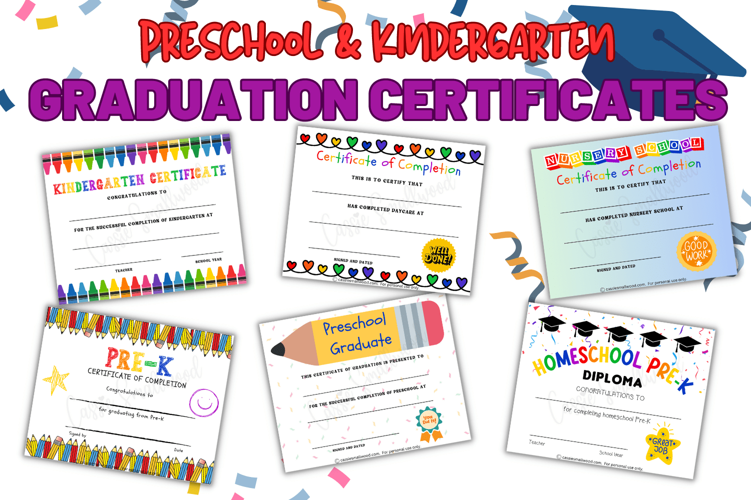 20 Preschool And Kindergarten Graduation Certificates (Free regarding Free Printable Pre K Graduation Certificates