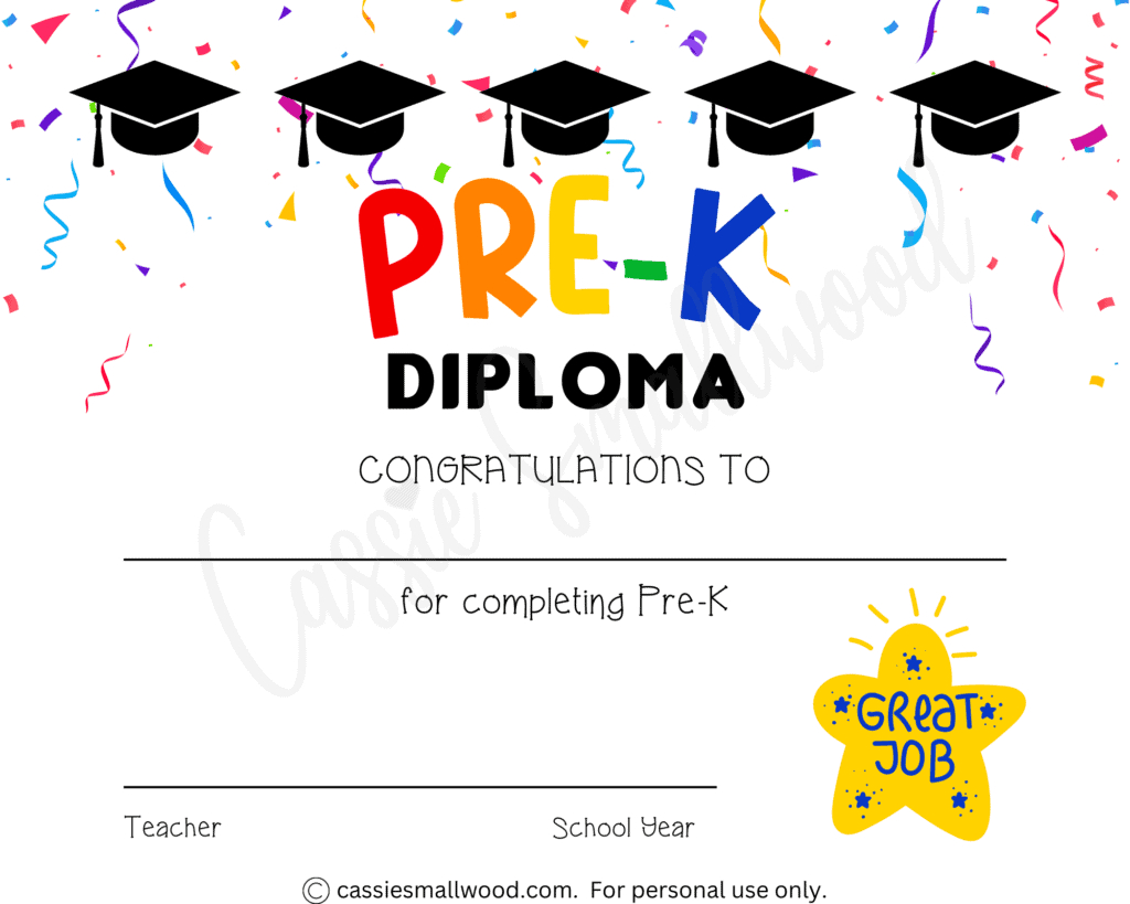 20 Preschool And Kindergarten Graduation Certificates (Free with Free Printable Pre K Graduation Certificates