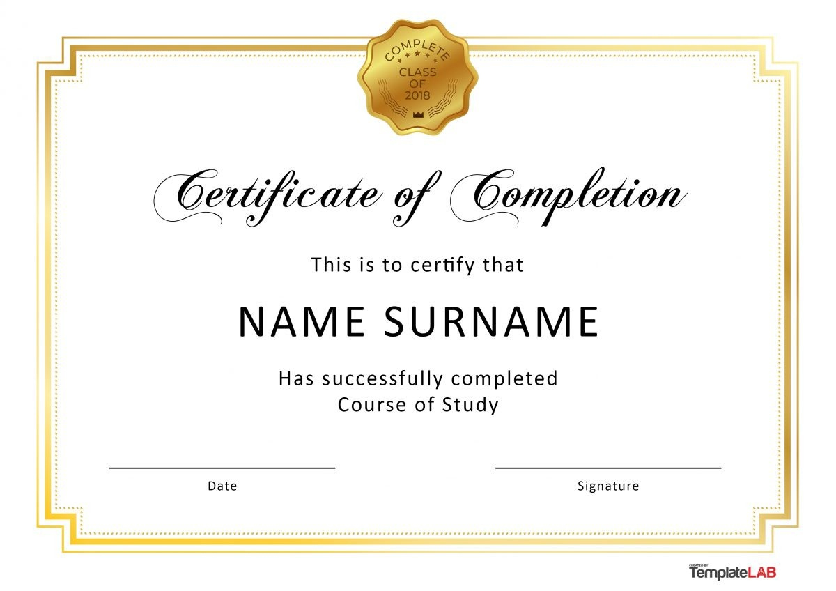 23 Free Certificate Of Completion Templates [Word, Powerpoint] intended for Free Printable Certificates Of Completion
