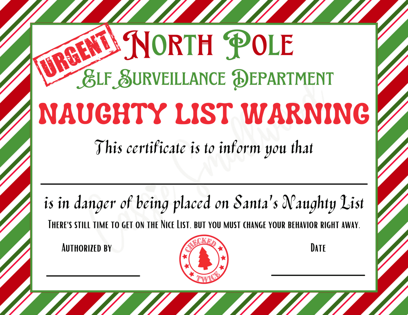 4 Cute Naughty List Letters From Santa - Cassie Smallwood inside Warning Letter From Santa Free Printable