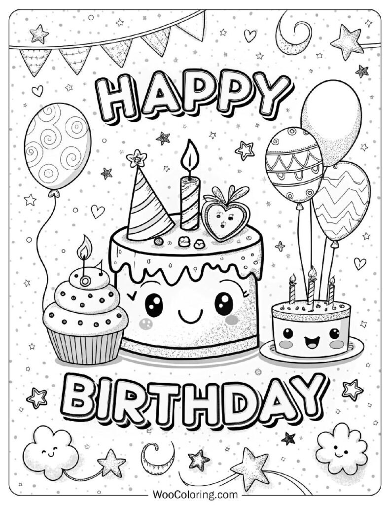 48 Happy Birthday Coloring Pages (Free Pdf To Print) | Woo Coloring inside Free Printable Happy Birthday Clip Art