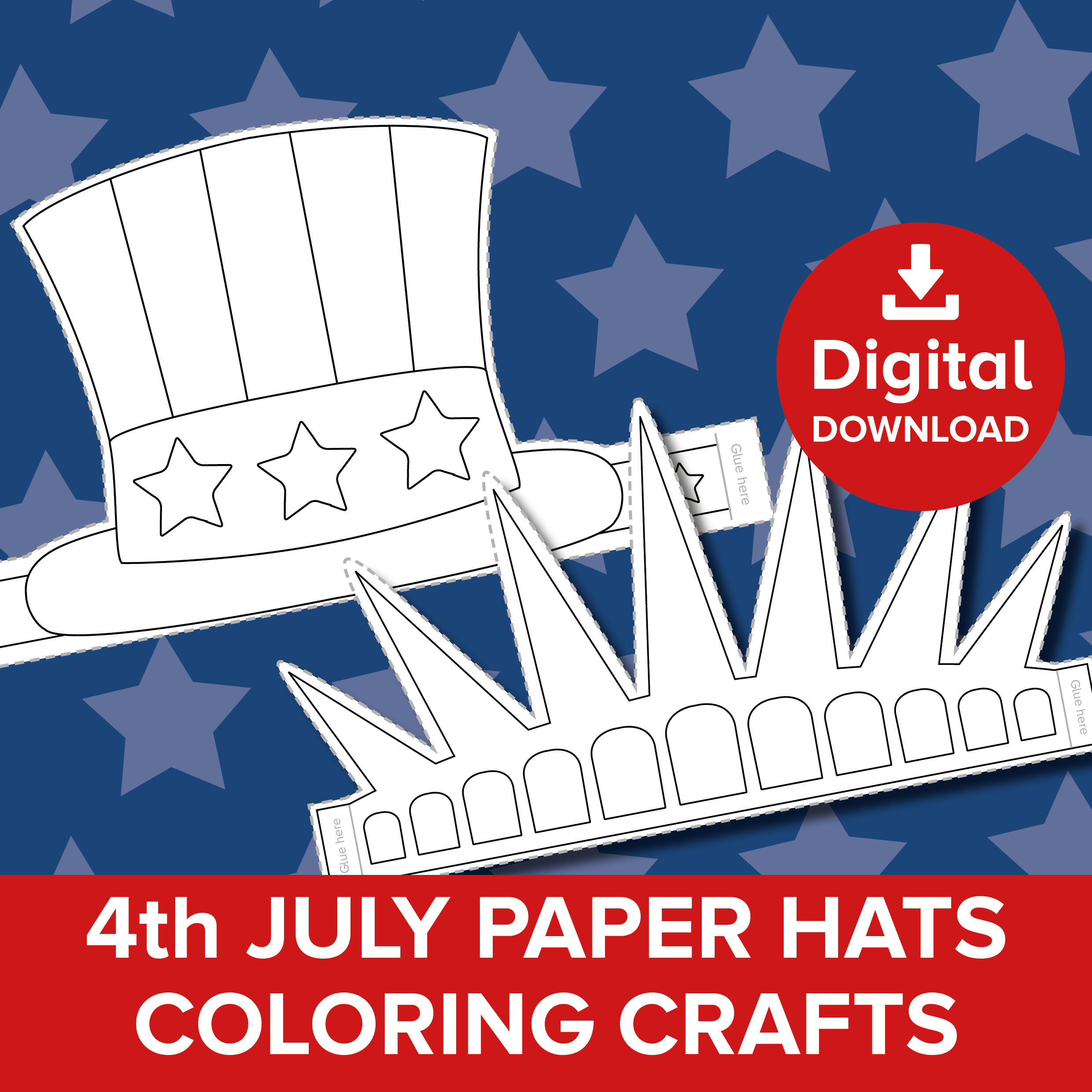 4Th July Paper Hats Craft, Independence Day Celebration Party Hat in 4Th Of July Hat Printable