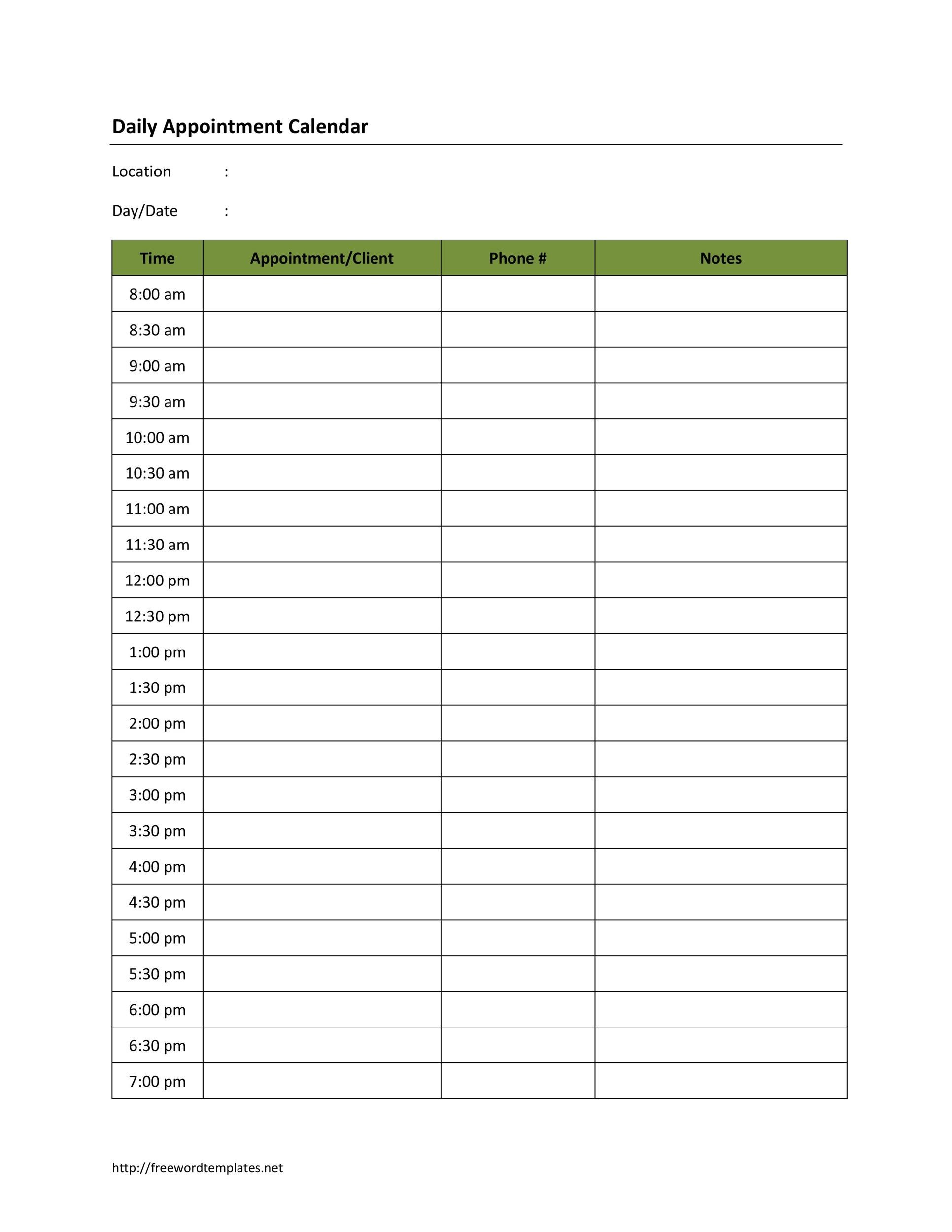 50+ Printable Appointment Schedule Templates [&amp;amp; Appointment Calendars] with Pdf Free Printable Appointment Sheets