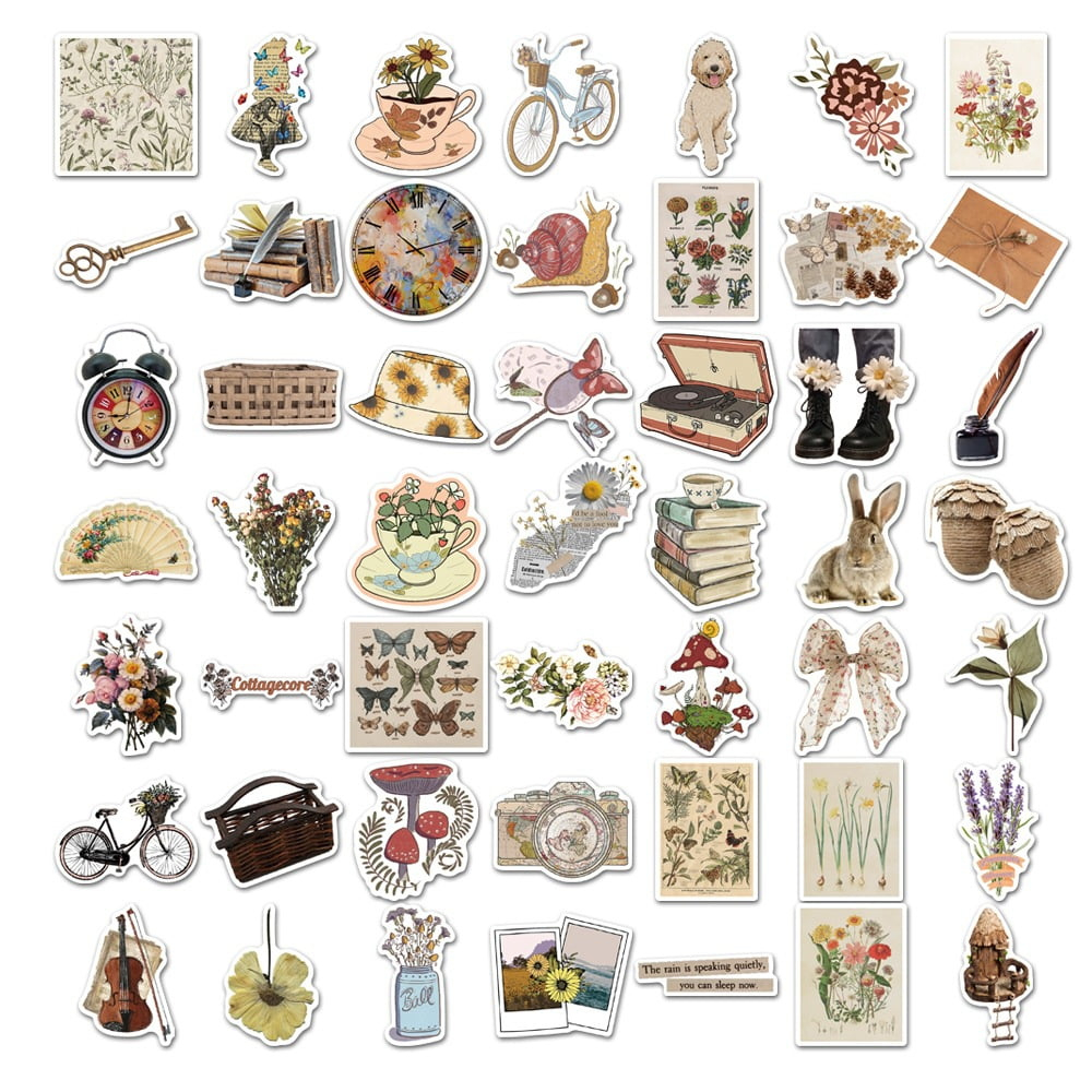 50Pcs Vintage Scrapbook Stickers Decorative Scrapbook Paper in Vintage Scrapbook Journal Stickers Printable