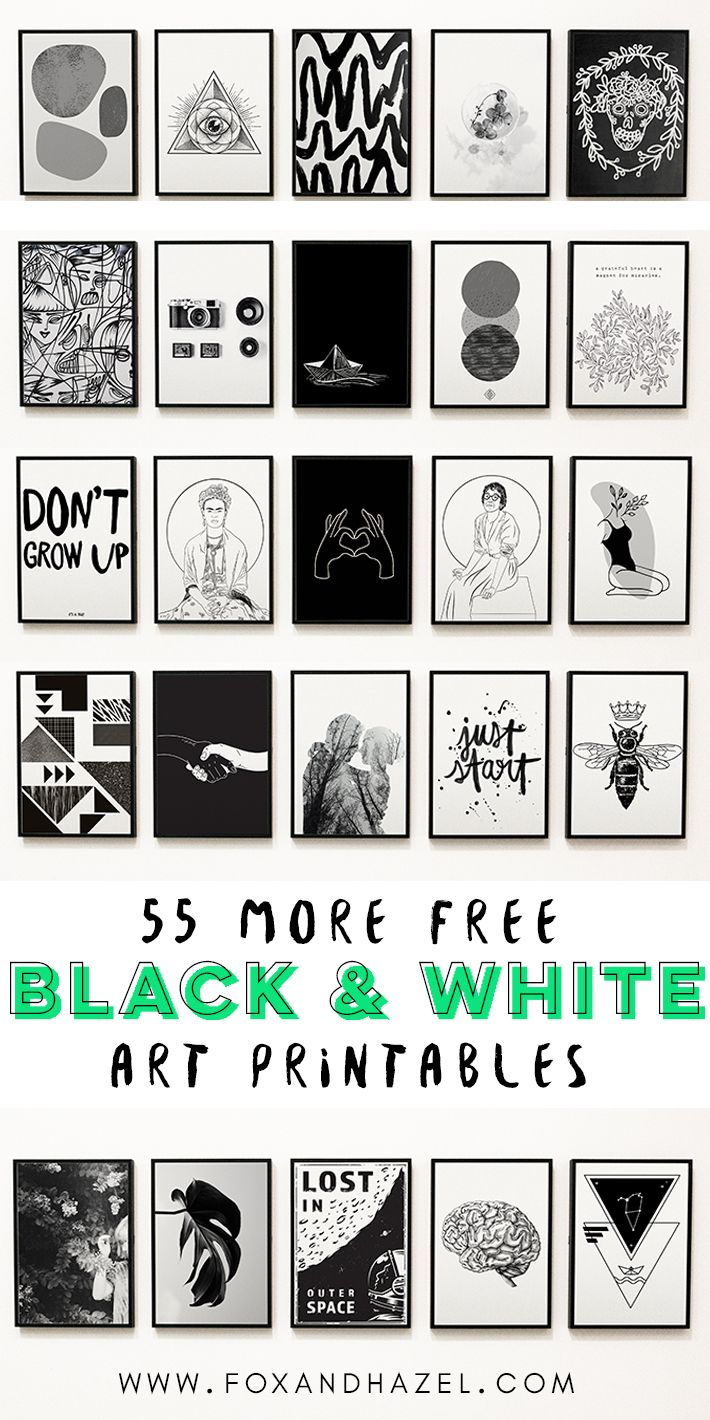 55 More Free Black And White Art Printables | Fox + Hazel regarding Black And White Wall Art Printable