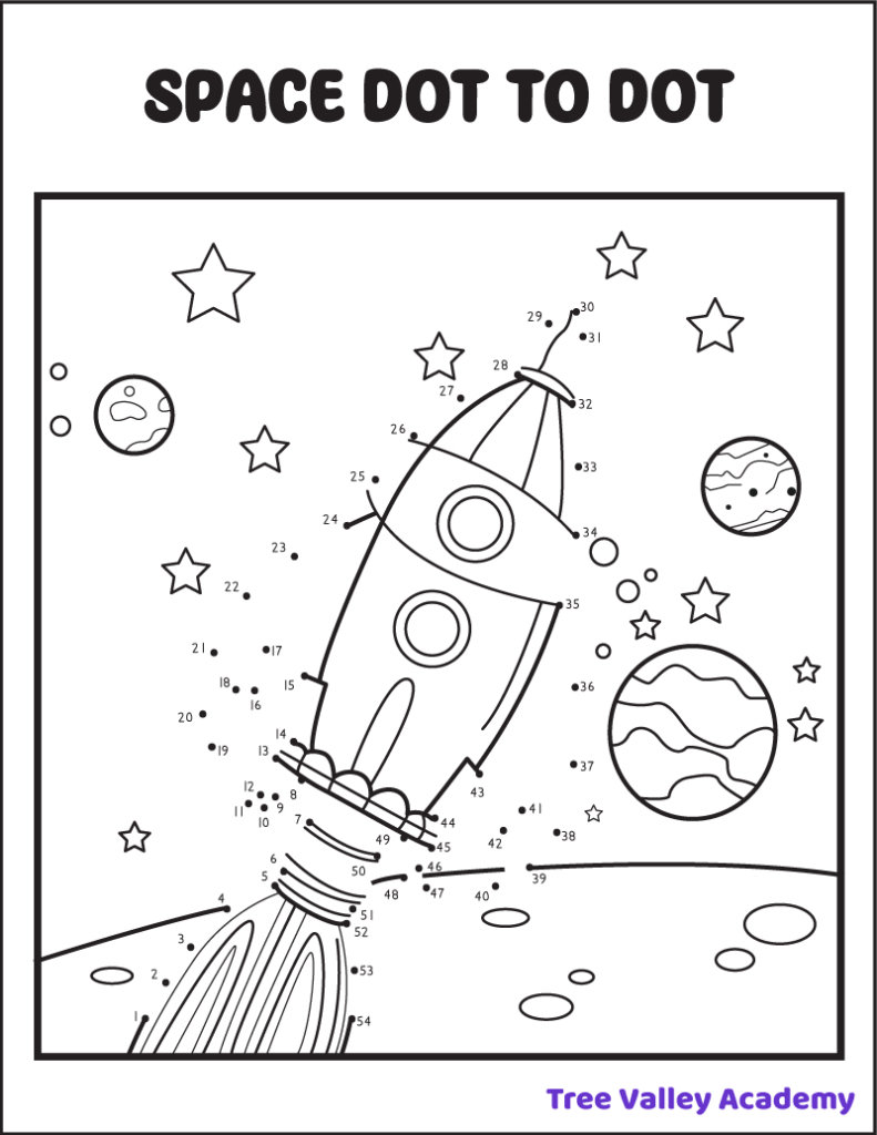 8 Space Dot To Dot Coloring Pages - Tree Valley Academy in Free Dot to Dot Printables For Kids