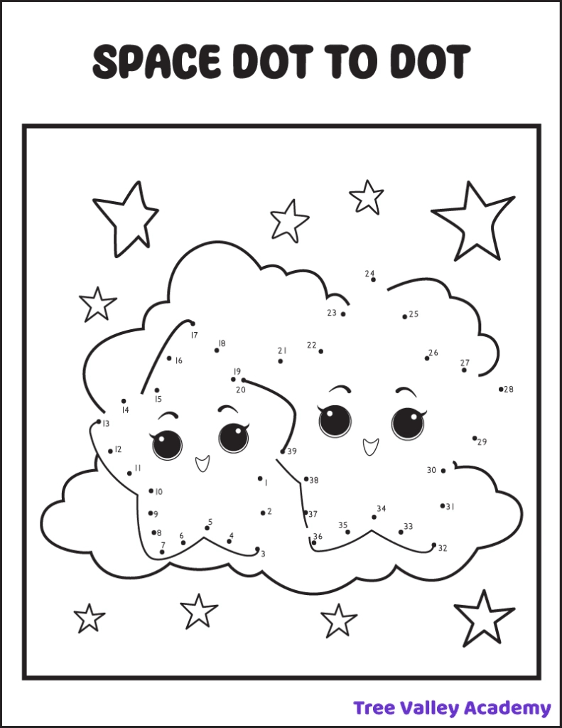 8 Space Dot To Dot Coloring Pages - Tree Valley Academy throughout Free Dot To Dot Printables For Kids