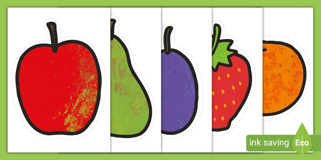 A4 'The Very Hungry Caterpillar' Fruit Cut-Outs - English inside The Very Hungry Caterpillar Fruit Printables