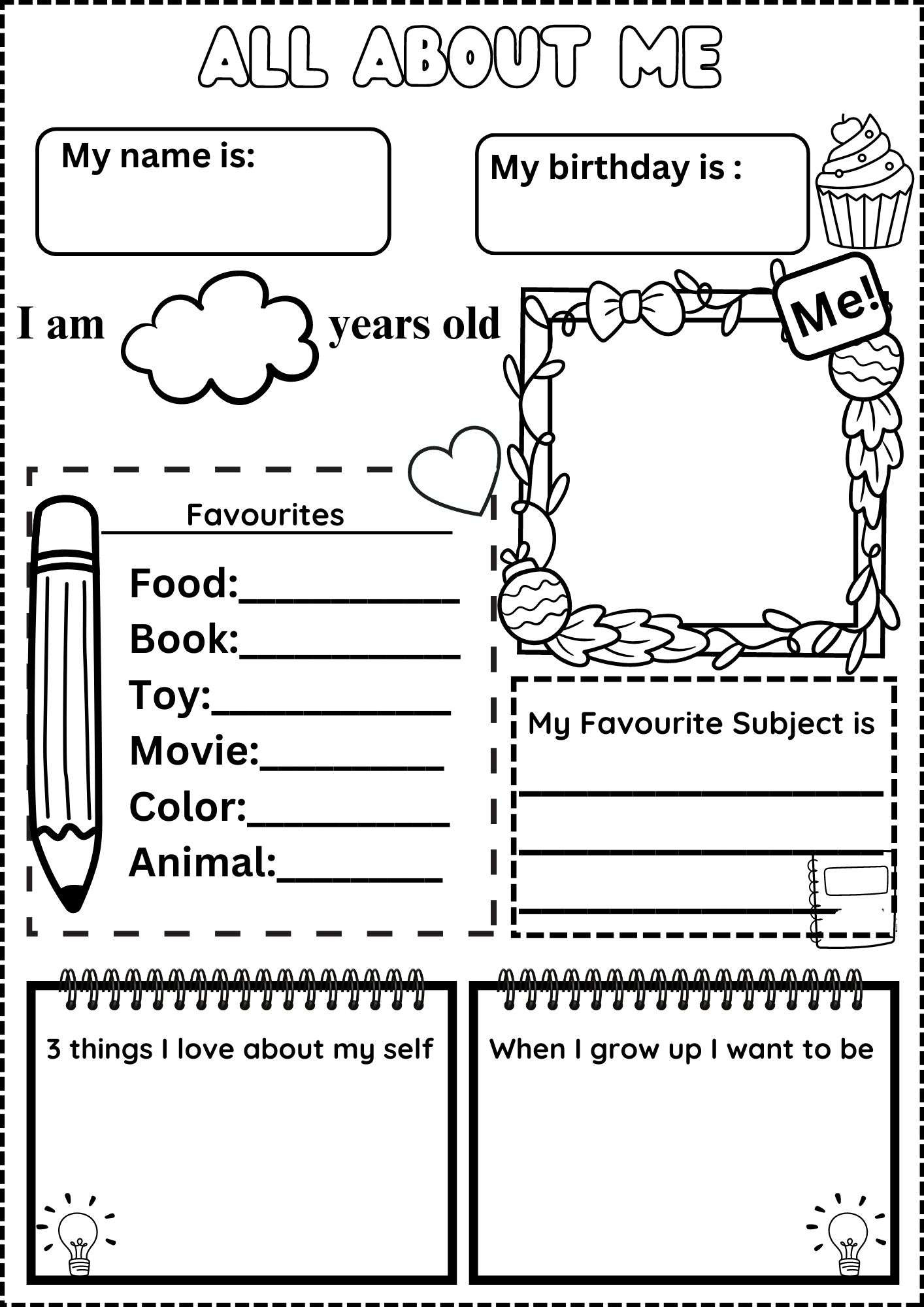 All About Me Worksheet Free with regard to All About Me Printables Free