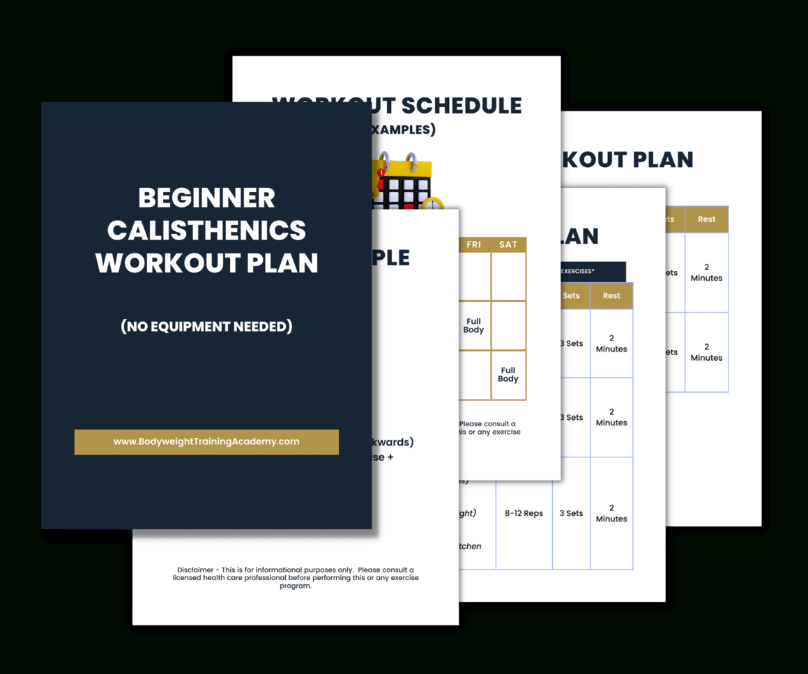 Beginner Calisthenics Workout Plan + Free Pdf [No Equipment intended for Printable No Equipment Bodyweight Calisthenics Workout Plan Free Download
