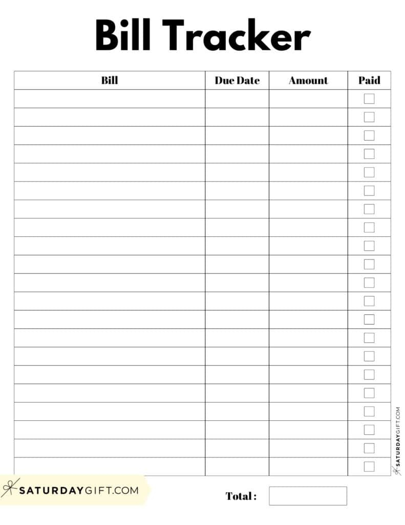Bill Organizer Template - 39 Cute &amp;amp; Free Printable Bill Trackers inside Free Monthly Bill Tracker Printable