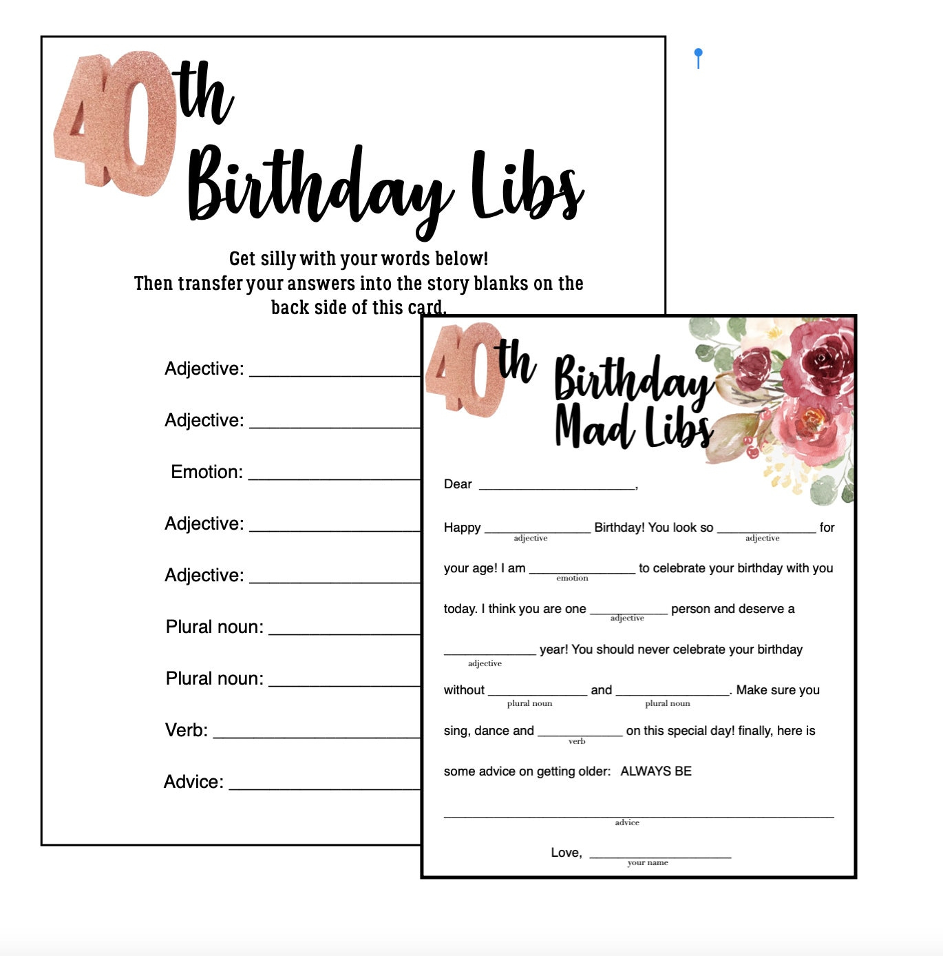 Birthday Party Activities | Mad Libs-Instant Download | Birthday within Birthday Mad Libs Printable Free