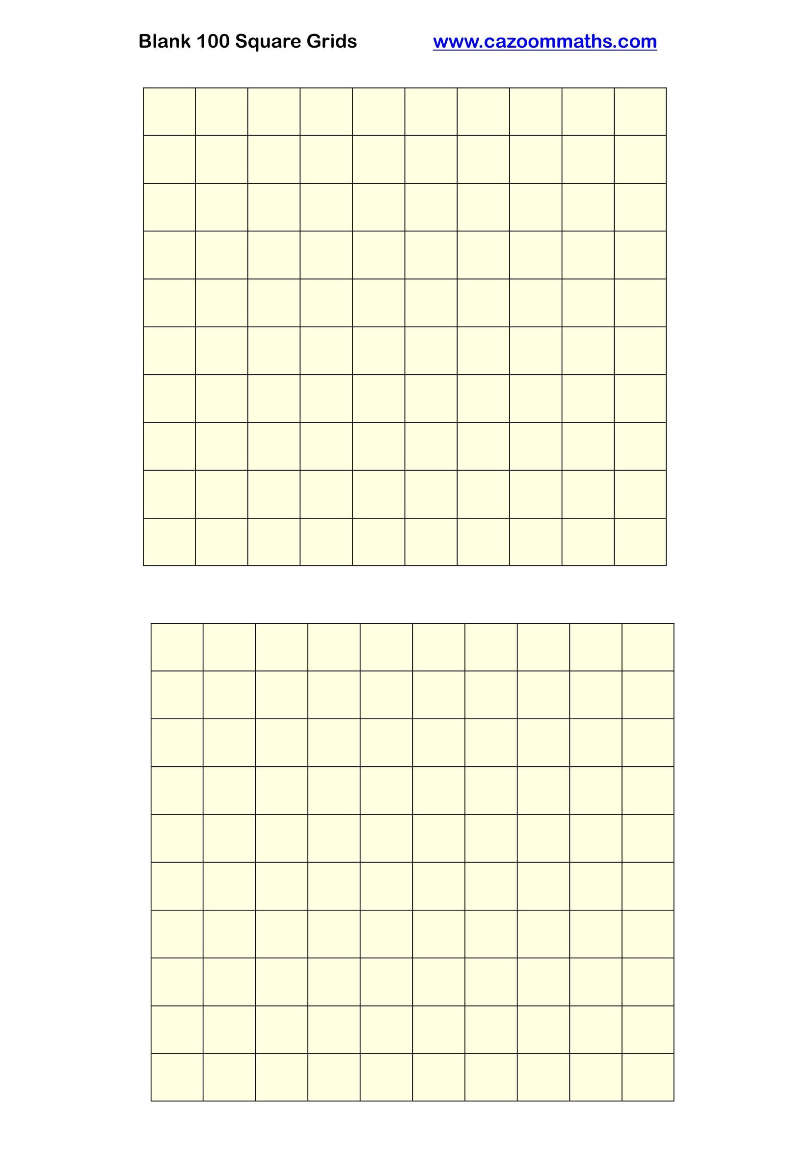 Blank 100 Square Grid | Free Teaching Resources regarding Free 100 Square Grid Printable