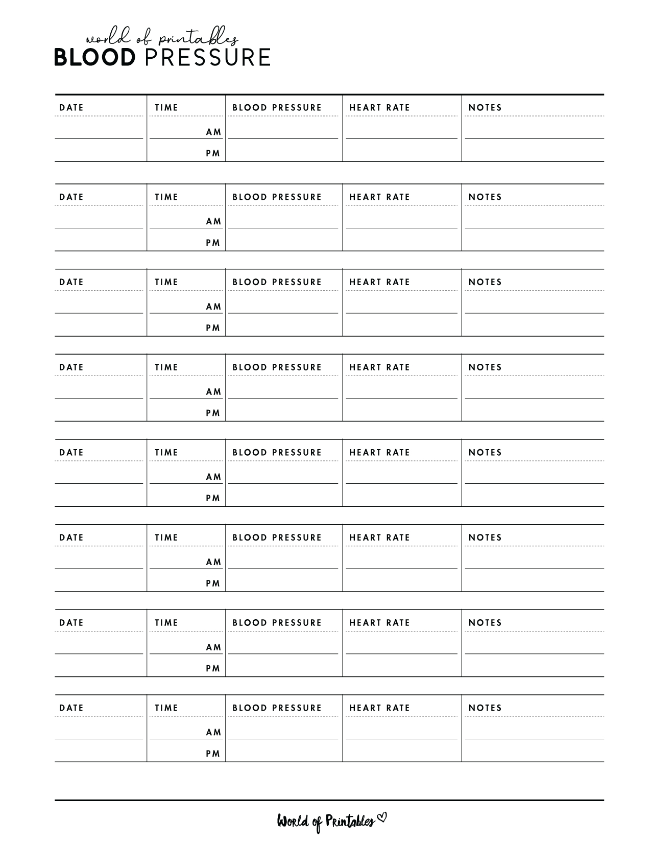 Blood Pressure Trackers - World Of Printables with regard to Free Printable Blood Pressure and Weight Log