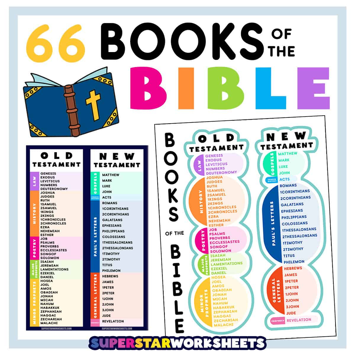Books Of The Bible List - Superstar Worksheets throughout Printable Books of the Bible in Order