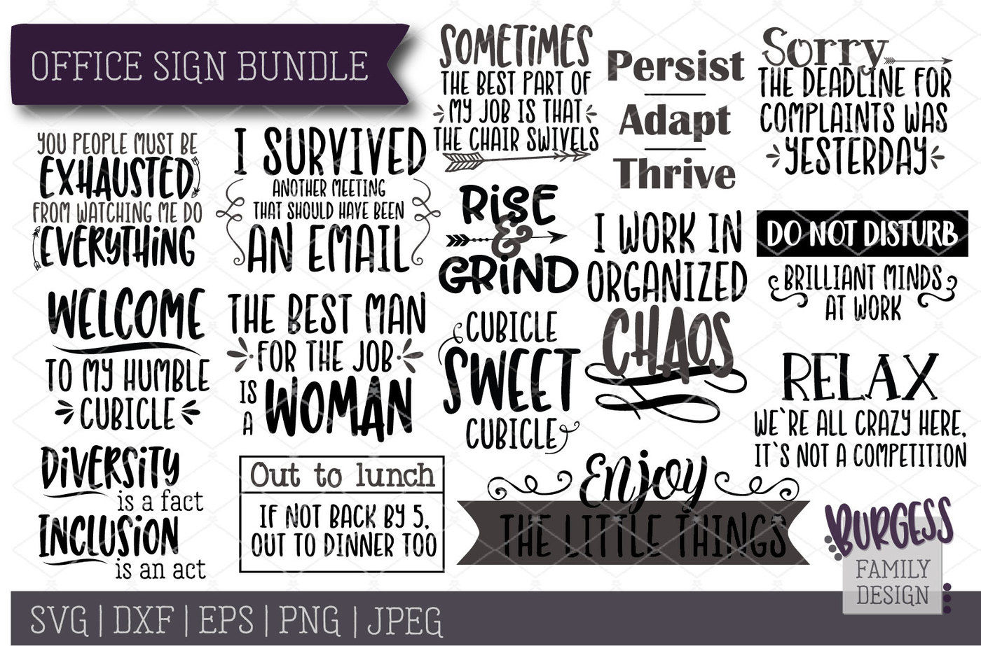 Bundle | Office Signs | Cut Files & Printablesburgess Family pertaining to Free Printable Signs For Office