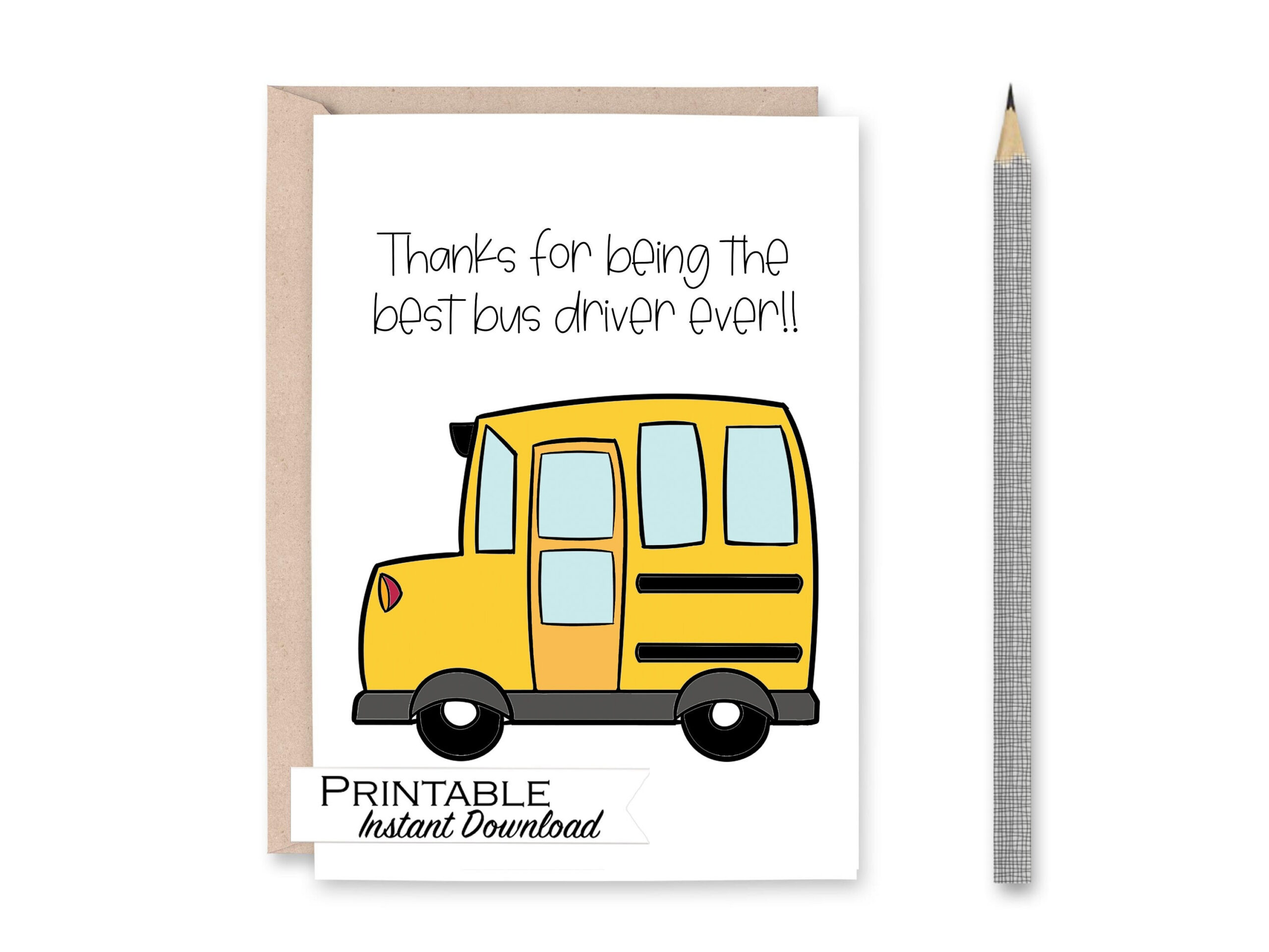 Bus Driver Thank You Card Printable, Bus Driver End Of School intended for Thank You Bus Driver Printable