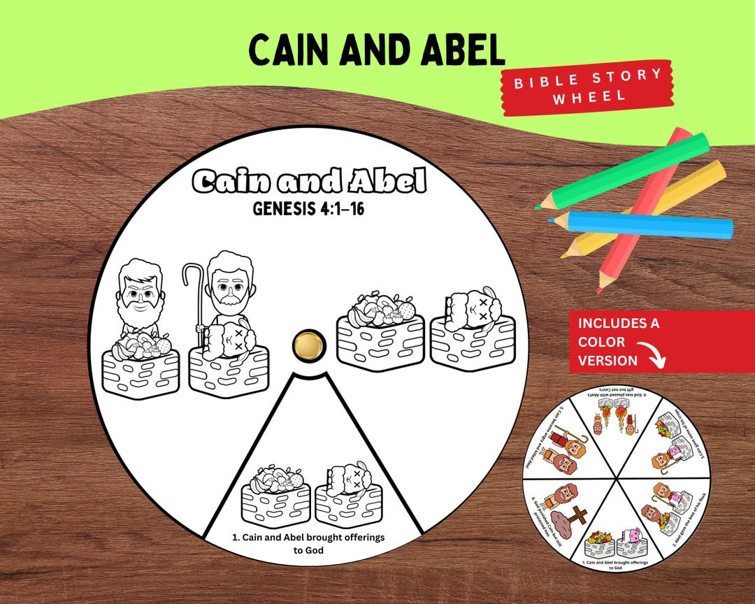 Cain And Abel Coloring Wheel Printable – Bible Story Genesis 4 For inside Cain and Abel Printable Story