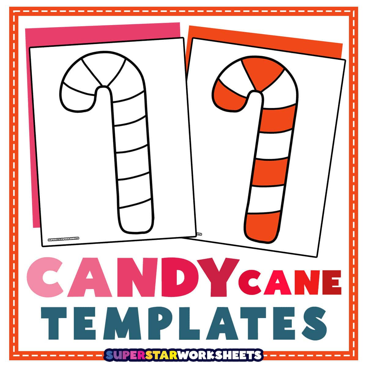 Candy Cane Template (Free Printables) - Superstar Worksheets for Candy Cane Cut Out Printable