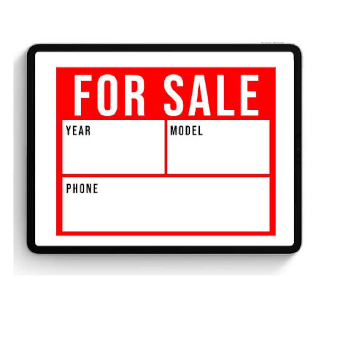 Car For Sale Sign - Digital Download - Us Letter & A4 Pdf File - Etsy regarding Printable For Sale Sign Car