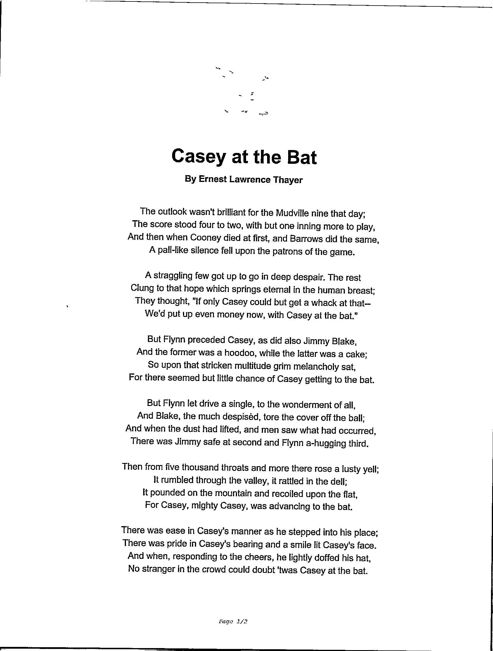 Casey At The Bat - Digital Download Baseball Story - Etsy with regard to Casey At Bat Printable Poem