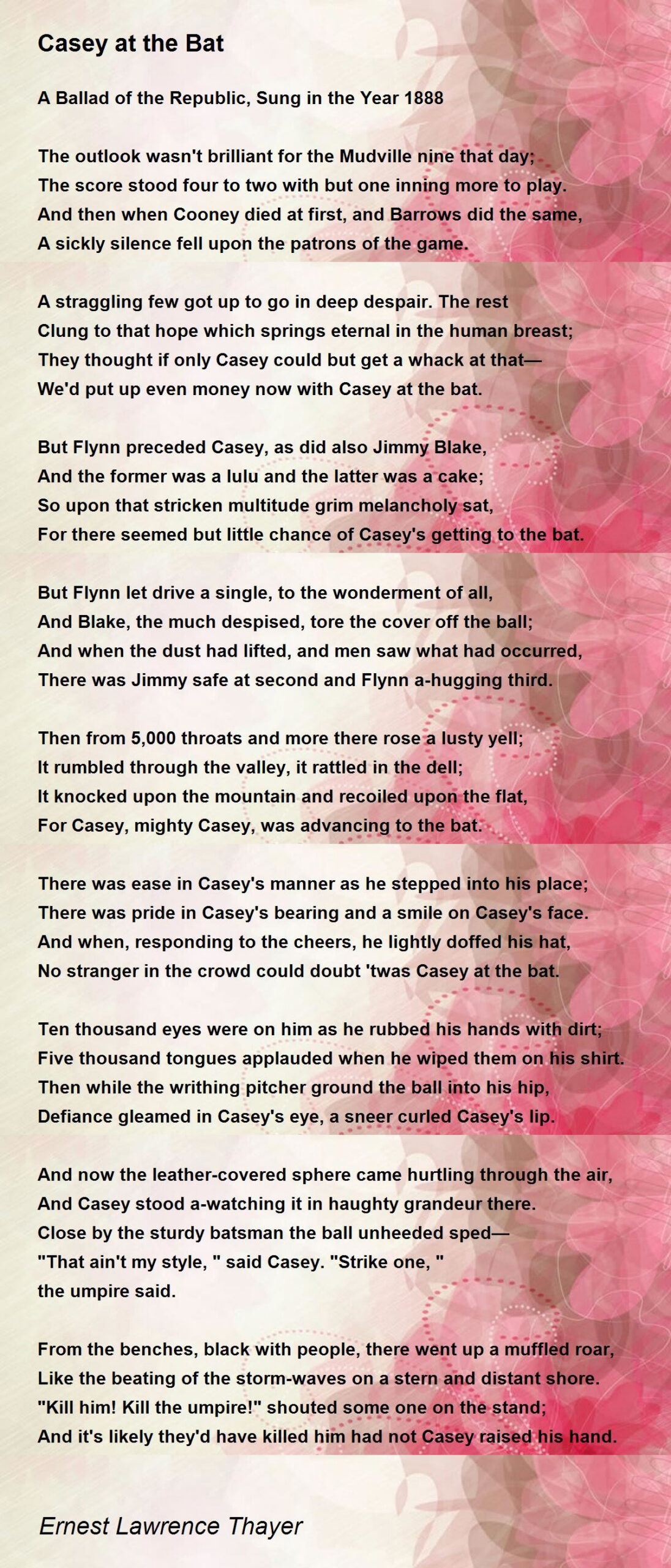 Casey At The Bat Poem Printable - Printable Party Favors within Casey At Bat Printable Poem