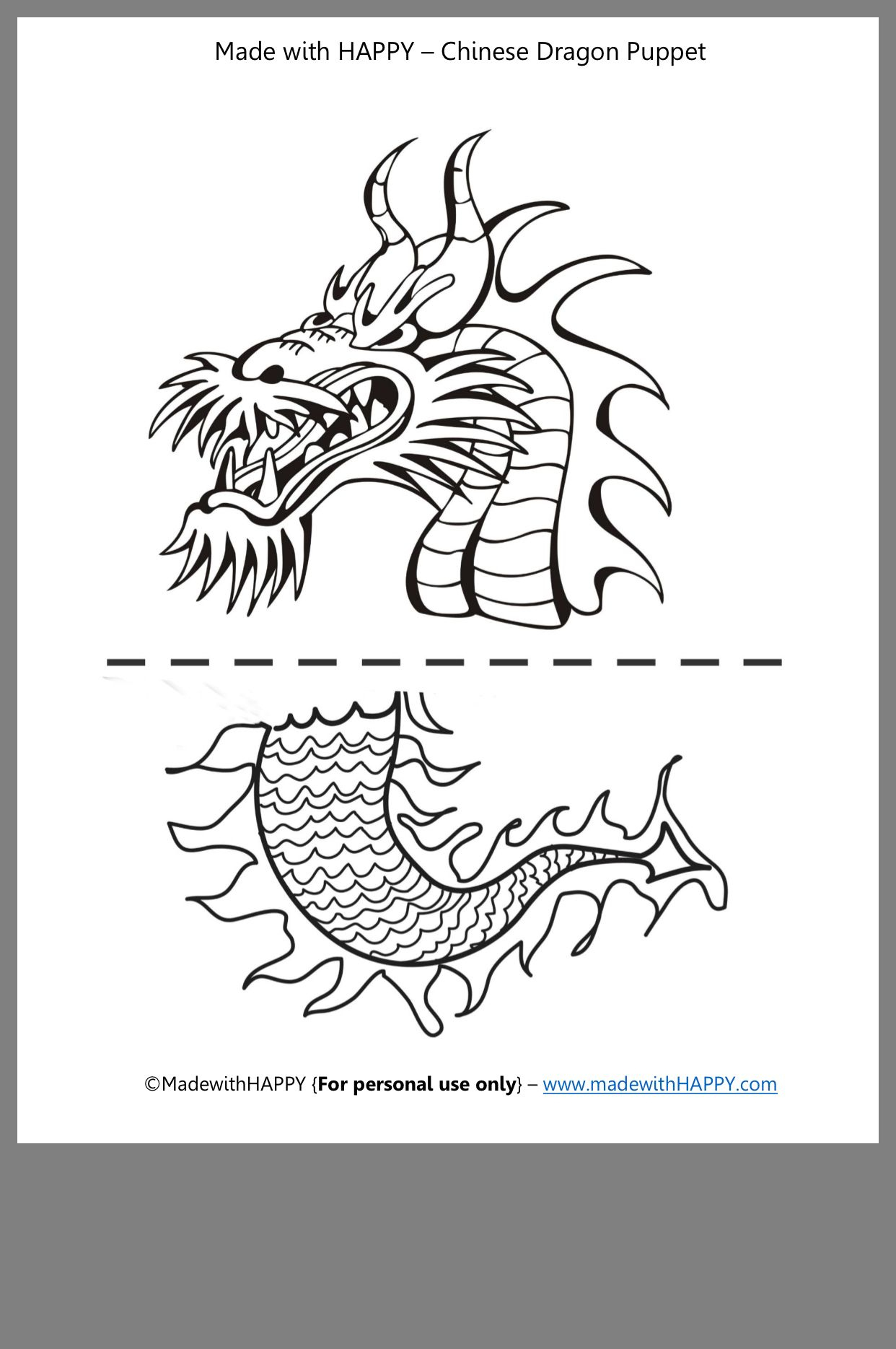Chinese Dragon Puppet Kids Craft with regard to Printable Chinese Dragon Craft Template