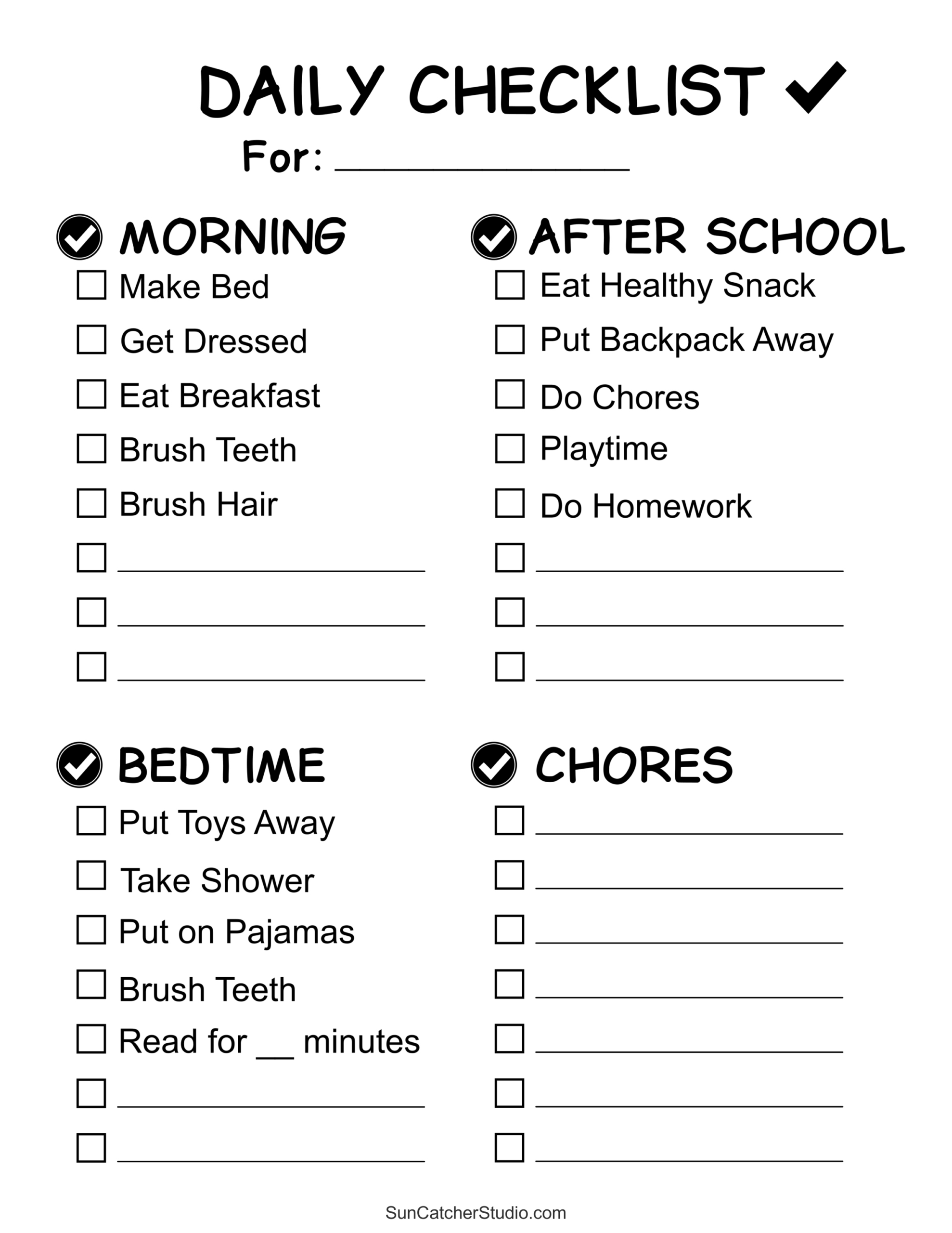 Chore Charts (Printable, Editable Daily & Weekly Templates) – Free with Free Printable Daily Chore List