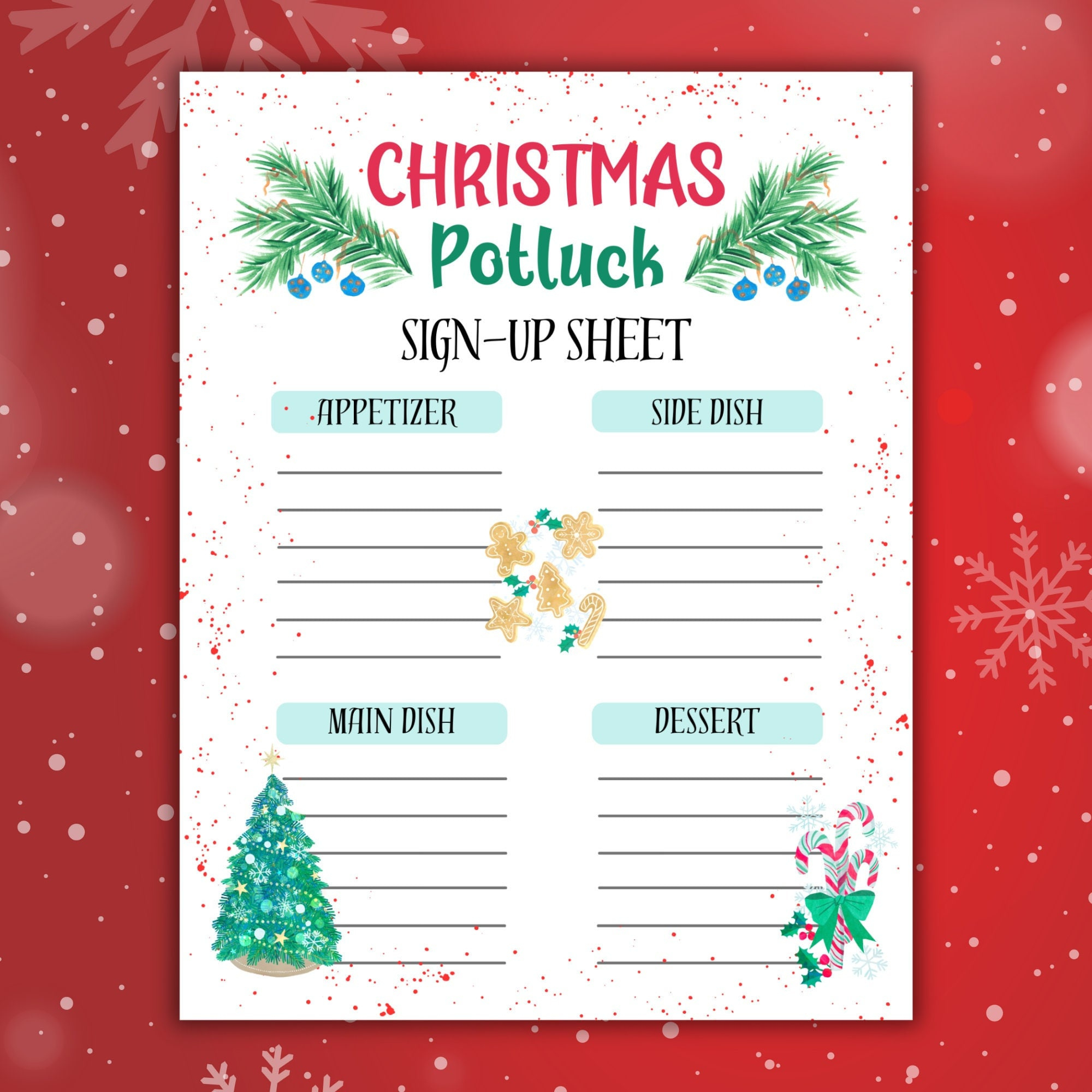 Christmas Potluck Sign Up Sheet, Potluck Sign Up Sheet, Potluck with regard to Christmas Potluck Sign Up Sheet Free Printable