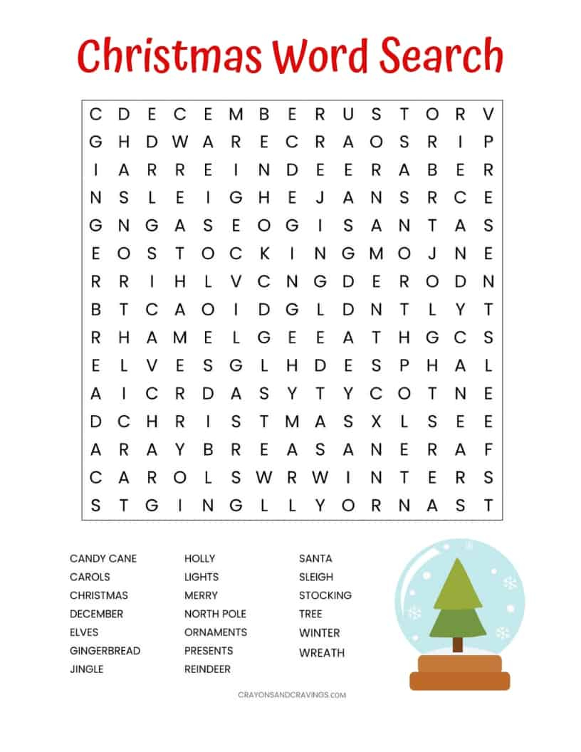 Christmas Word Search Printable (For Kids Or Adults) with Free Christmas Printable Word Searches