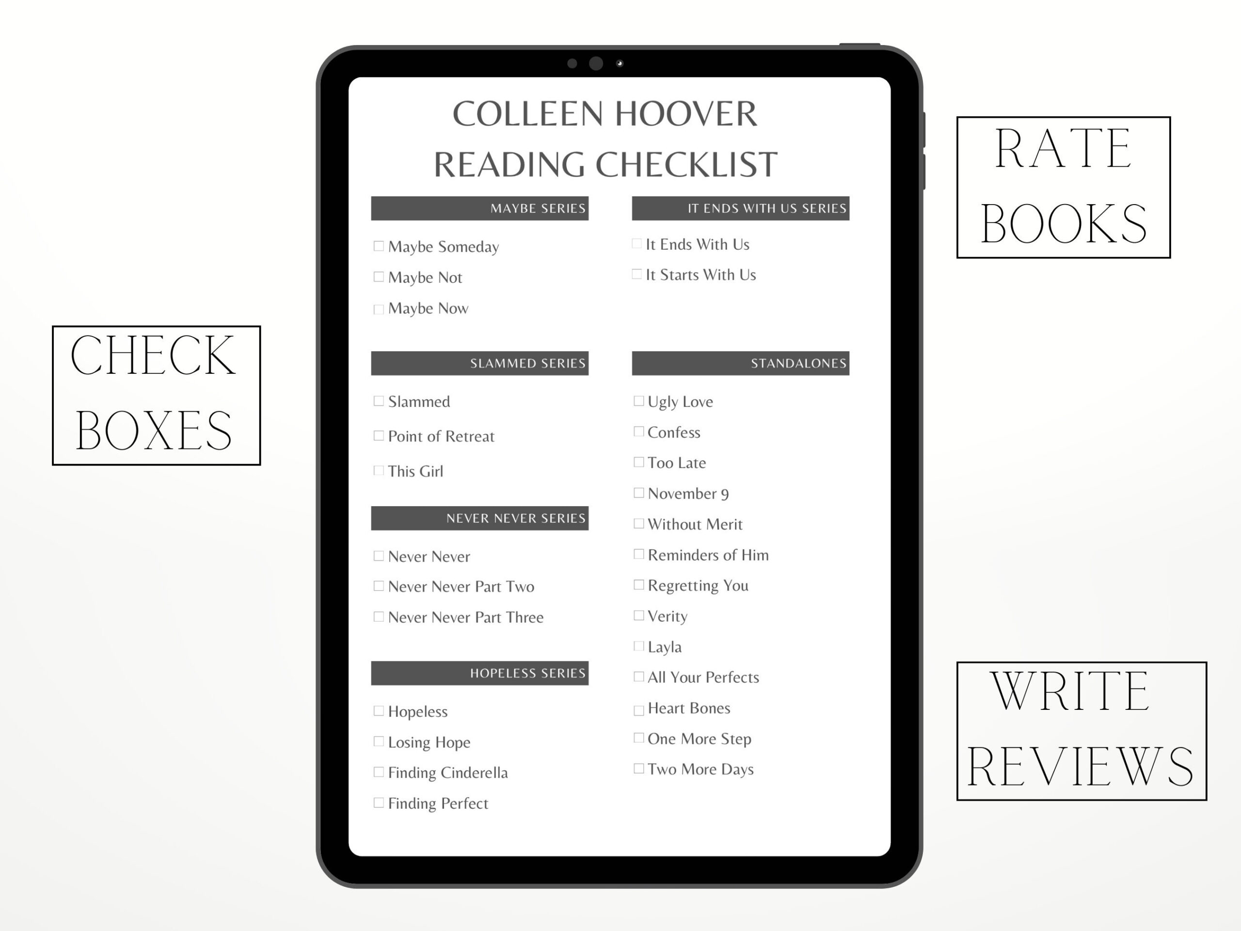 Colleen Hoover Reading Checklist: Author Backlist Tracker (Png in Colleen Hoover Books In Order Printable List