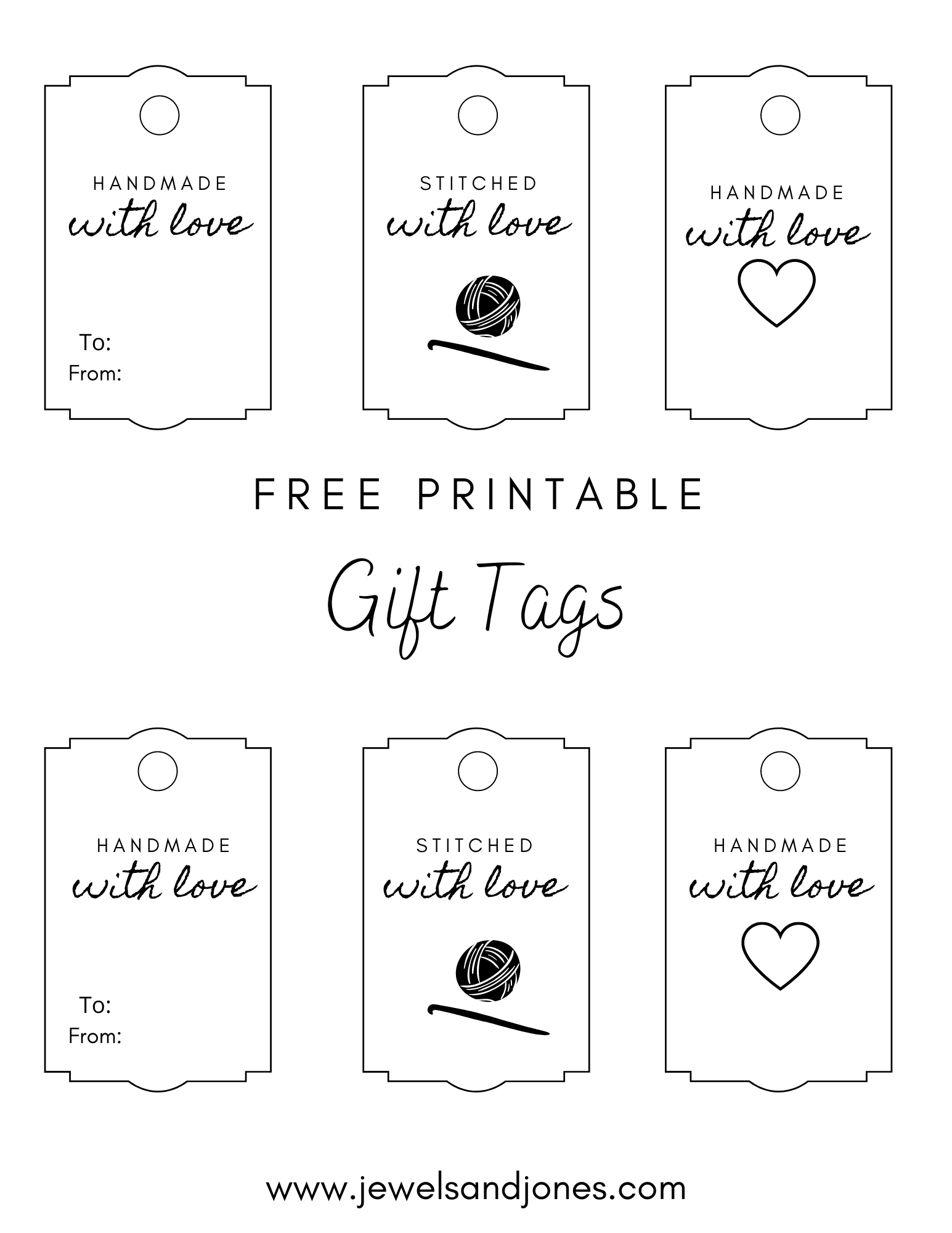 Crochet Gift Tags - Free Printable - Jewels And Jones with To and From Tags Printable