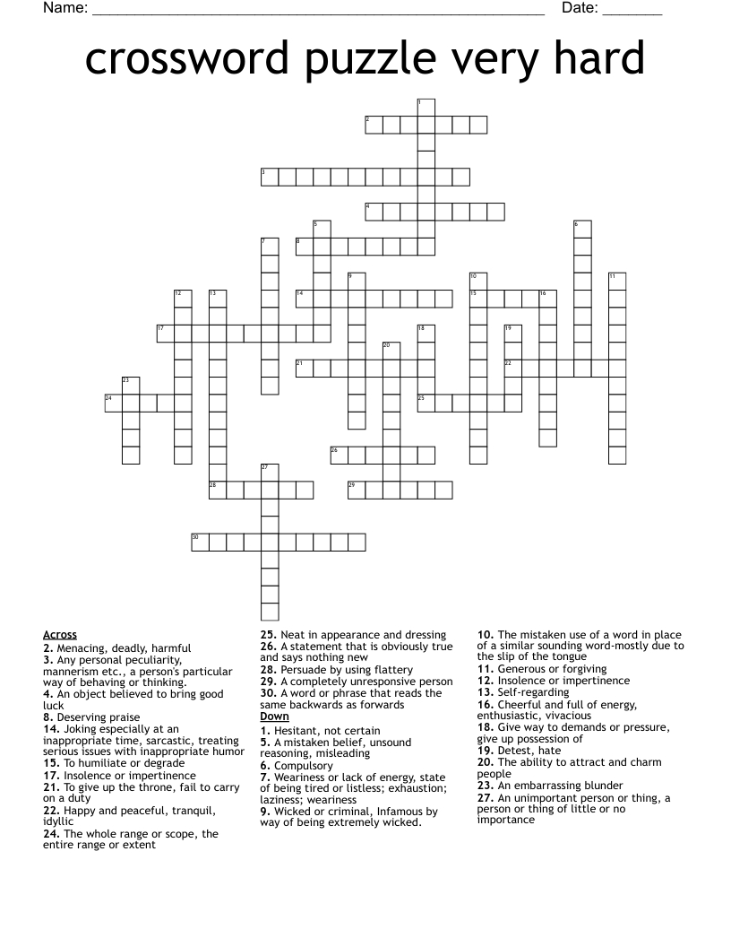 Crossword Puzzle Very Hard - Wordmint pertaining to Free Printable Challenging Crossword Puzzles
