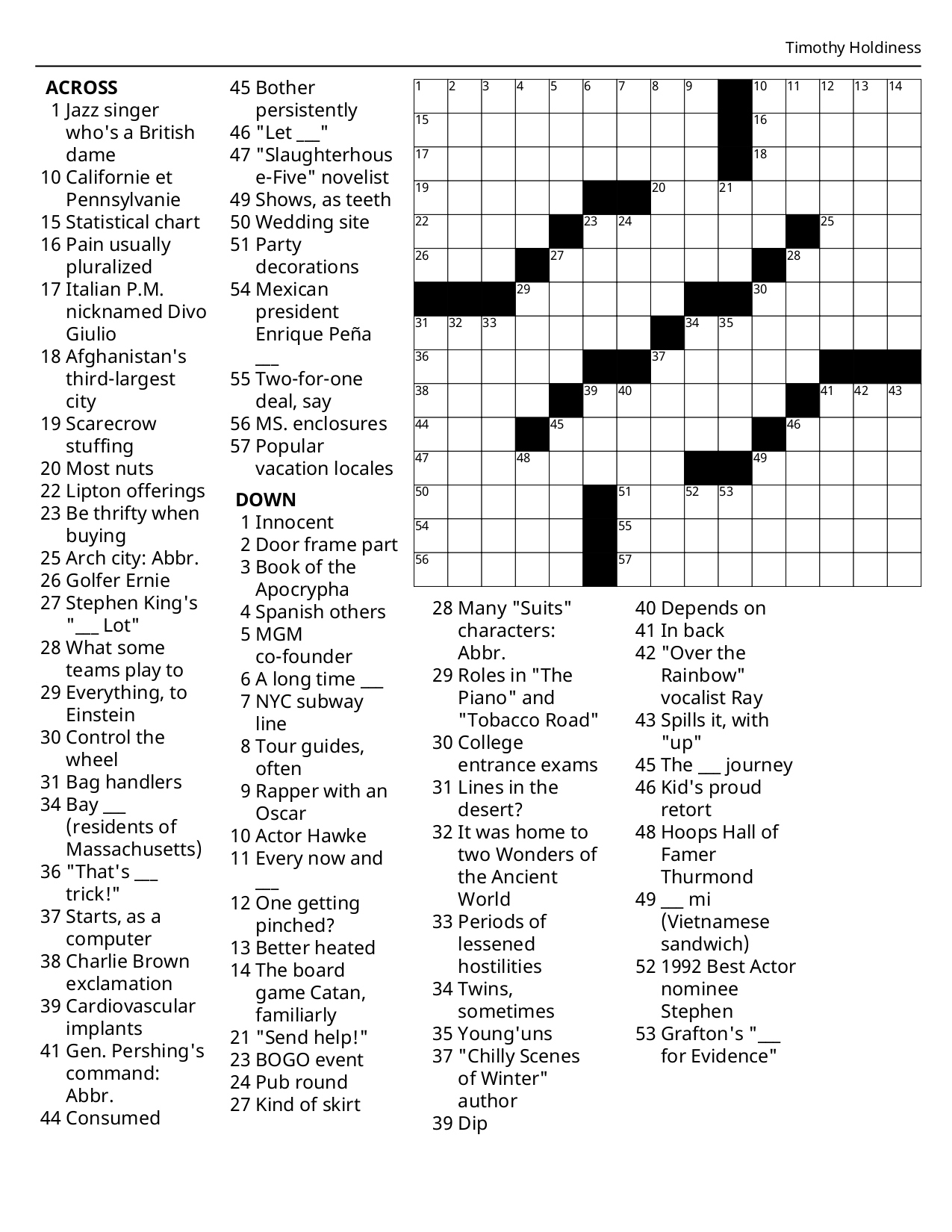 Crossword Puzzles | The Bogalusa Daily News inside Free Daily Crossword Puzzle Printable