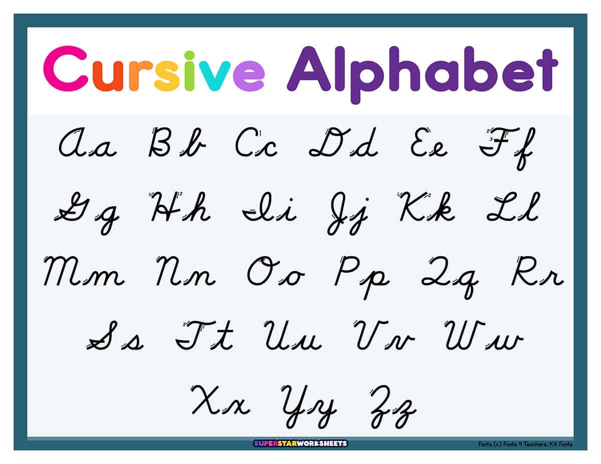 Cursive Alphabet - Superstar Worksheets with Free Printable Cursive Alphabet Letters