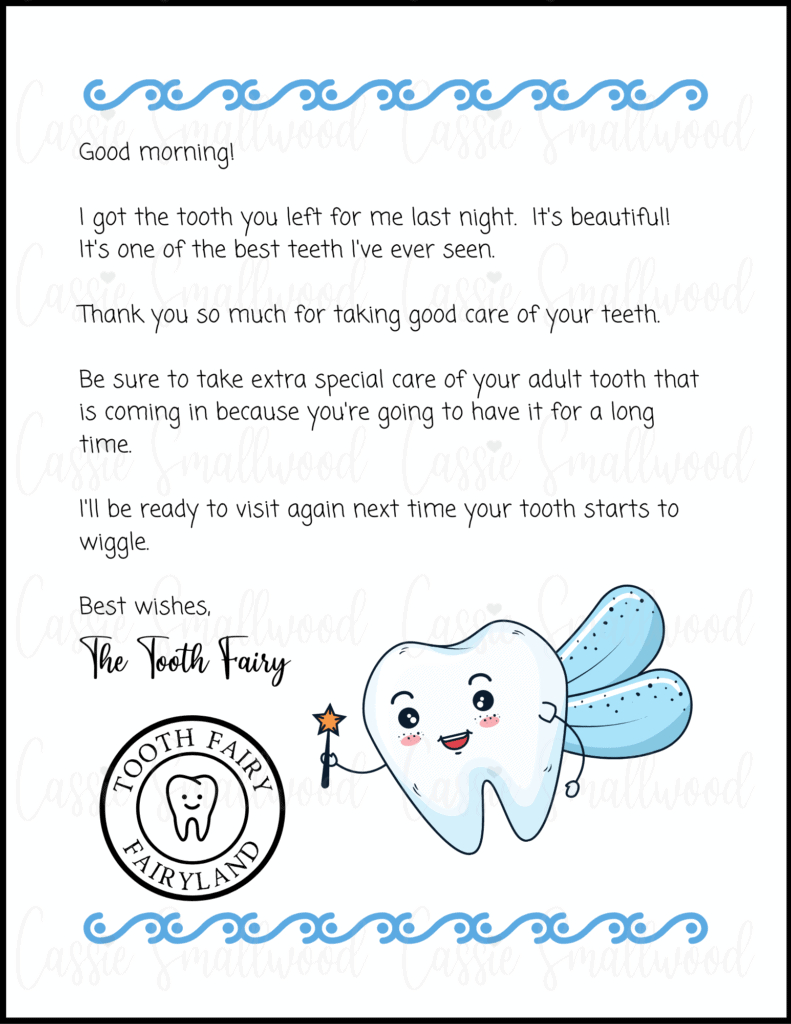 Cute Free Printable Tooth Fairy Letters & Notes - Cassie Smallwood with regard to Tooth Fairy Letter Printable Free