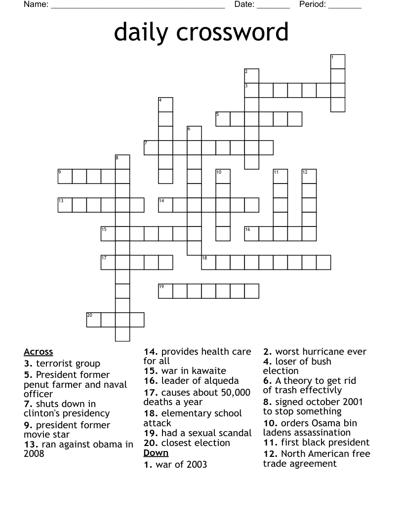 Daily Crossword - Wordmint pertaining to Free Daily Crossword Puzzle Printable
