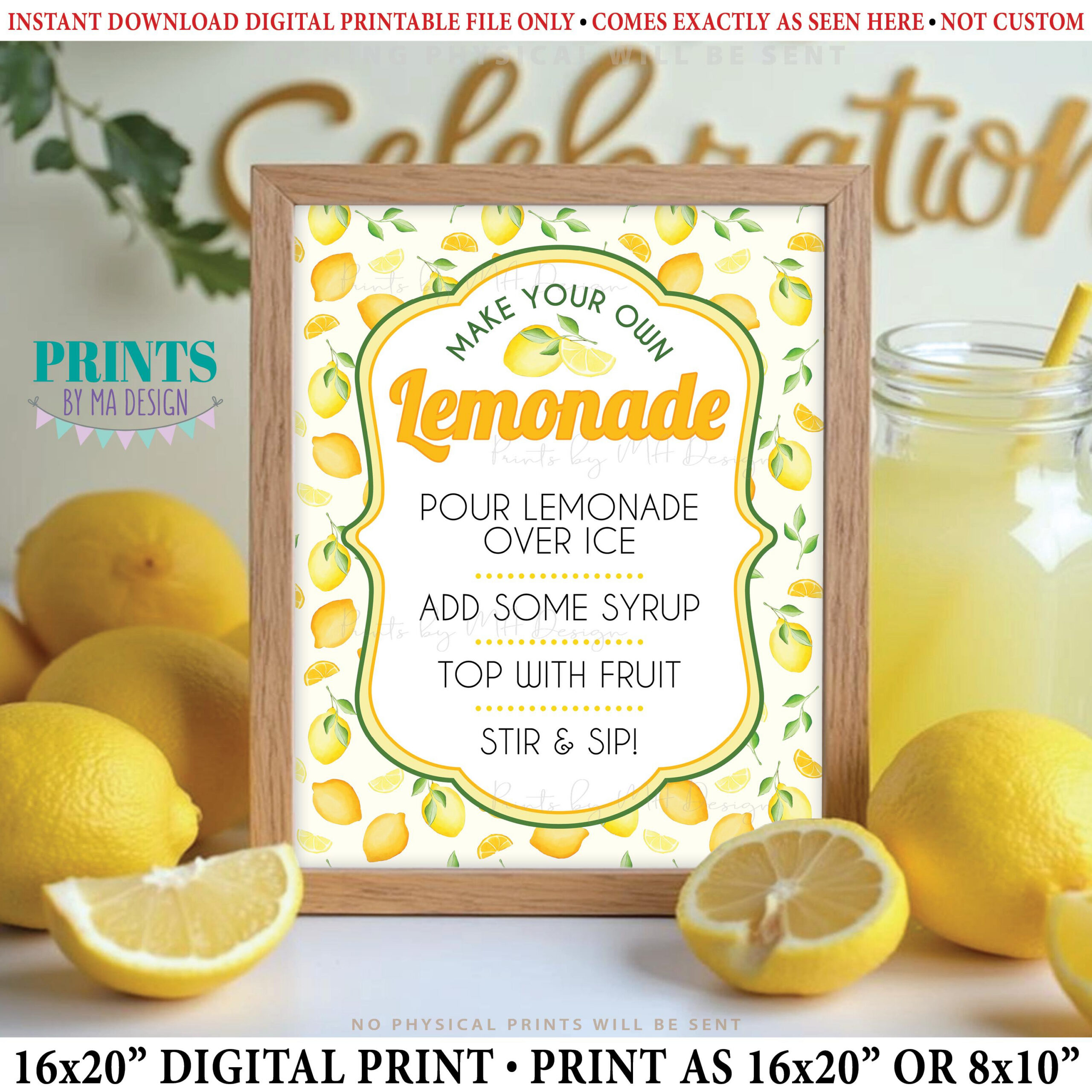 Diy Lemonade Bar Sign, Party Decoration, Graduation, Birthday for Free Printable Lemonade Sign Printable