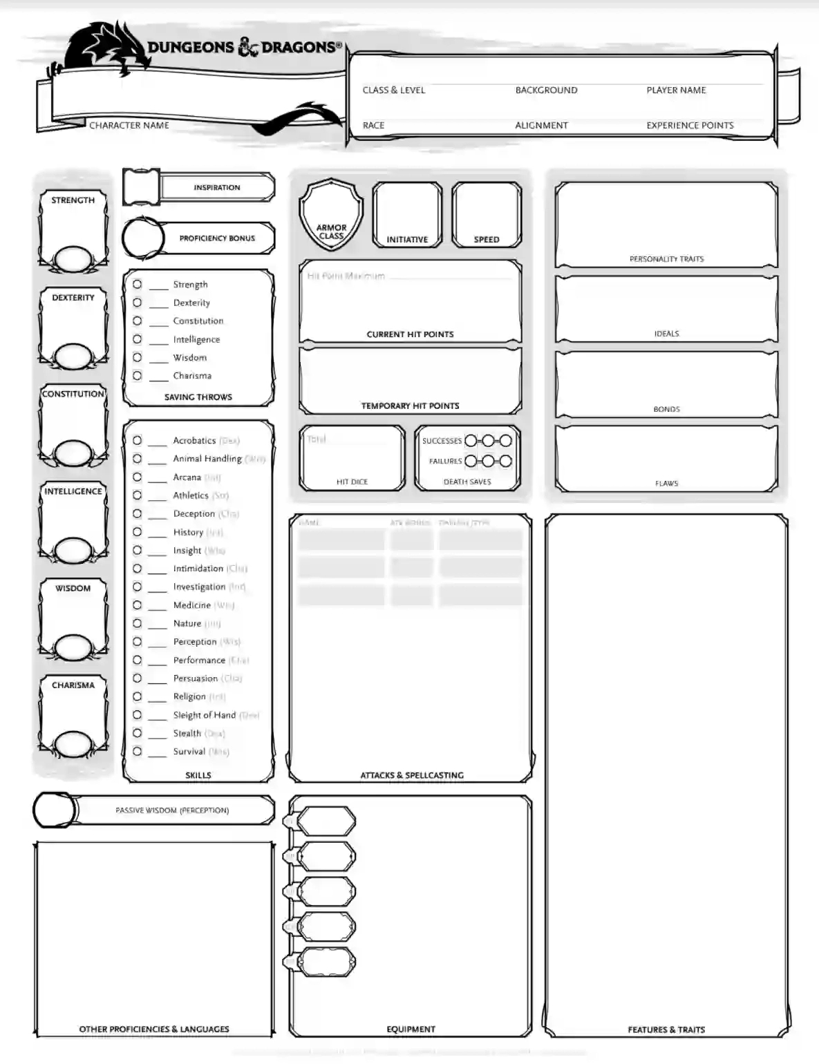 Dnd Character Sheet ≡ Fill Out Printable Pdf Forms Online for Printable D And D Character Sheet