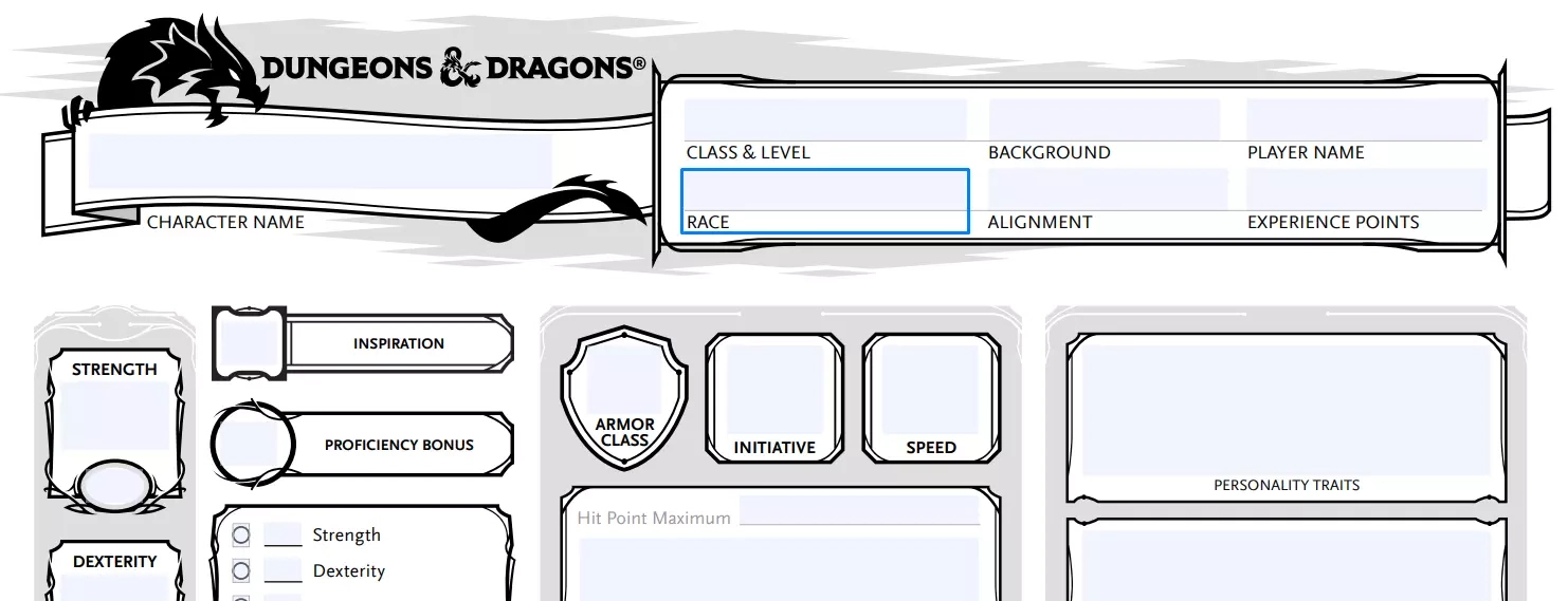 Dnd Character Sheet ≡ Fill Out Printable Pdf Forms Online pertaining to Printable D&D Character Sheet