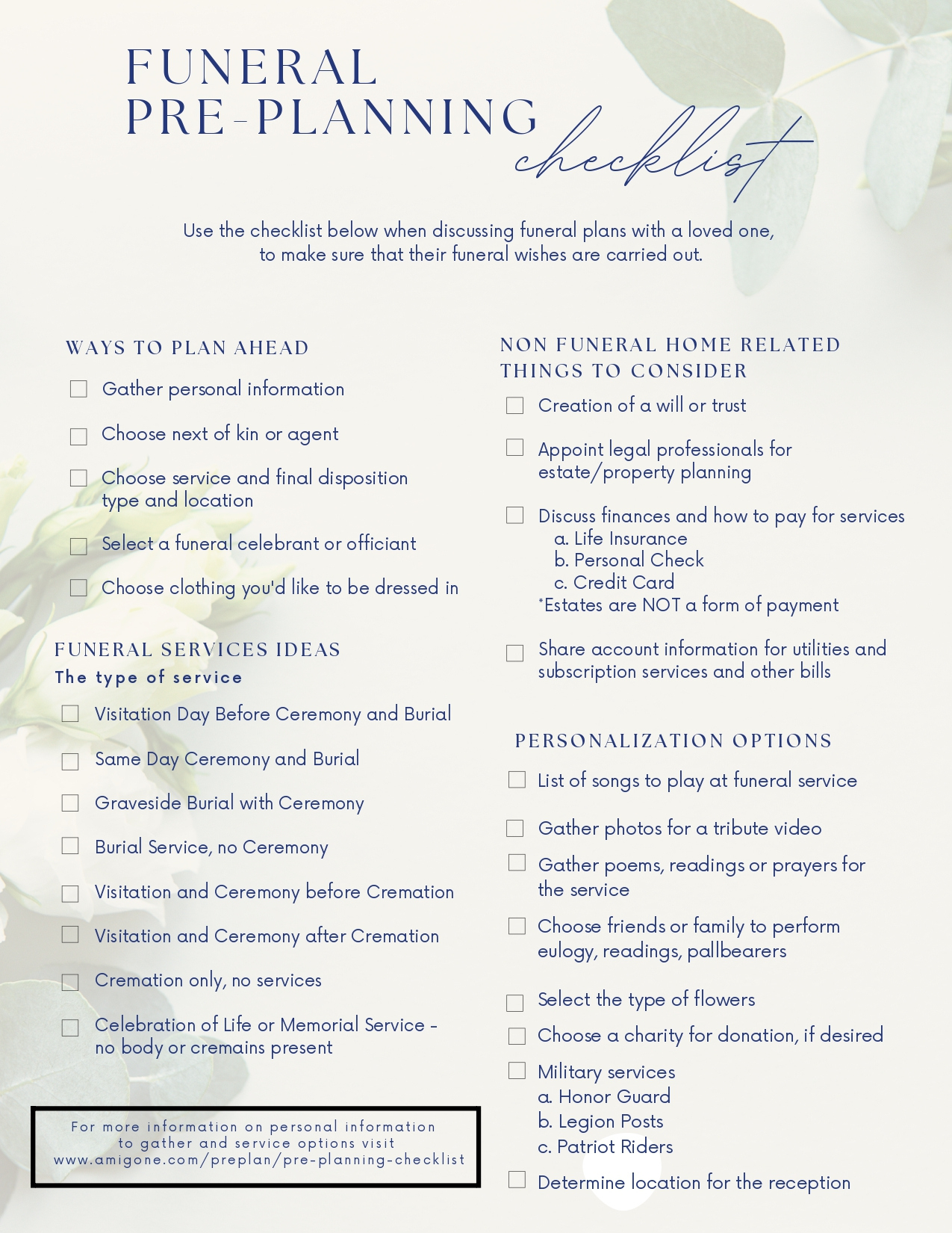 Download Our Free Funeral Pre-Planning Checklist Here with Free Printable Funeral Planning Guide