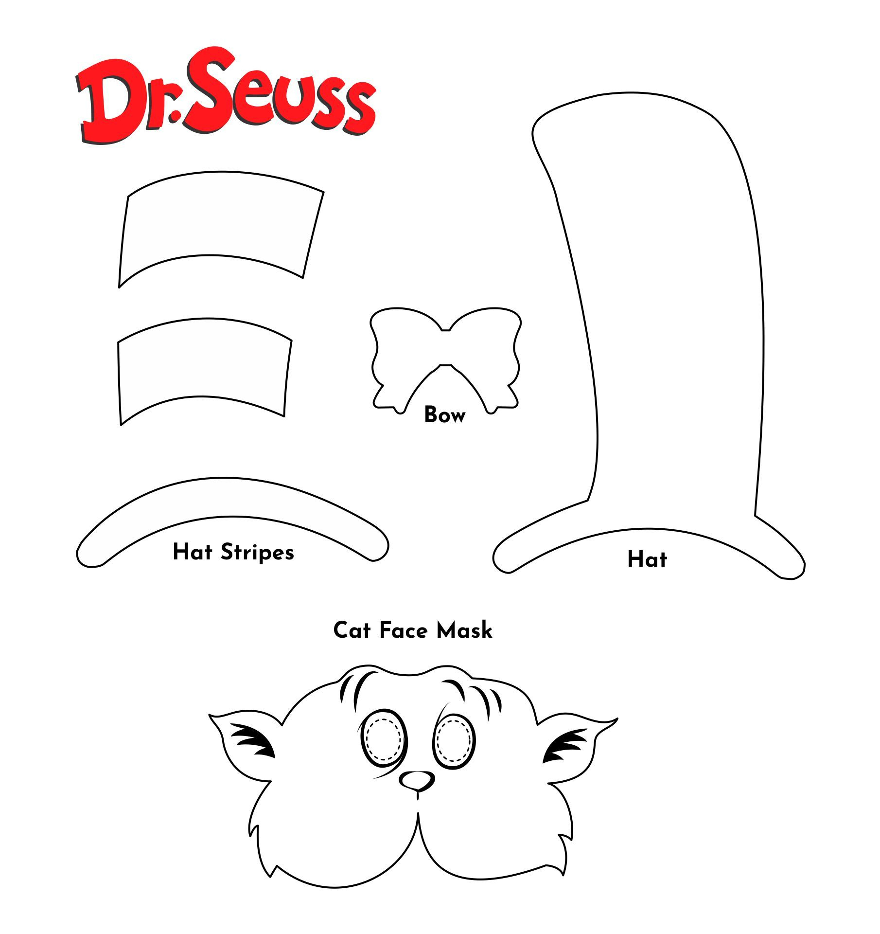 Dr. Seuss Mask Templates - 10 Free Pdf Printables | Printablee with Dr Seuss Hat Template Printable