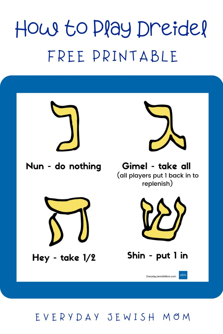 Dreidel Instructions Printable within Rules For Dreidel Game Printable