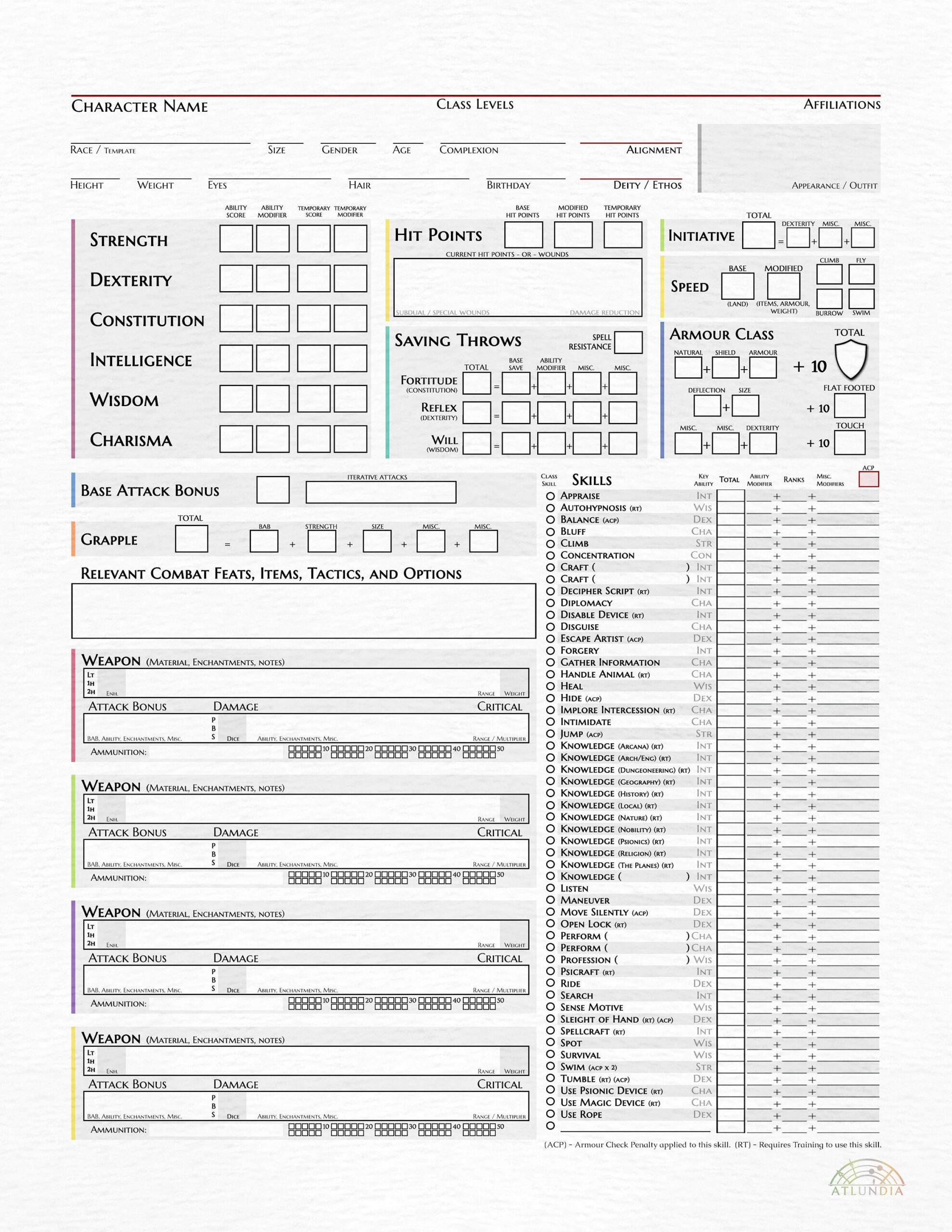 Dungeons And Dragons 3.5 Character Sheet - Etsy in D&D Character Sheet 3.5 Printable