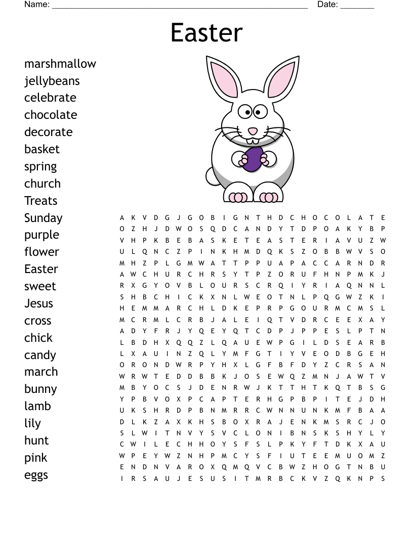 Easter Word Search - Wordmint in Word Search For Easter Printable