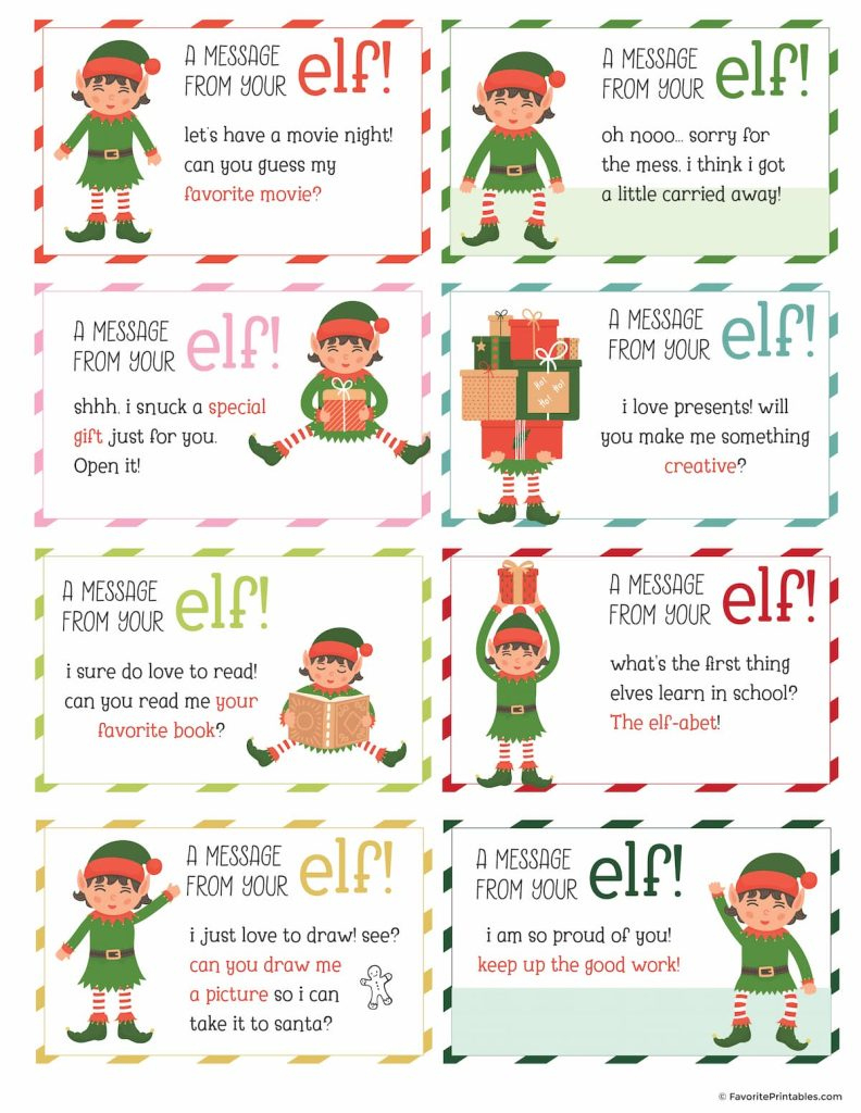 Elf On The Shelf Notes And Jokes, Free Printable Set Of 24 Cards throughout Free Elf On The Shelf Printable Notes